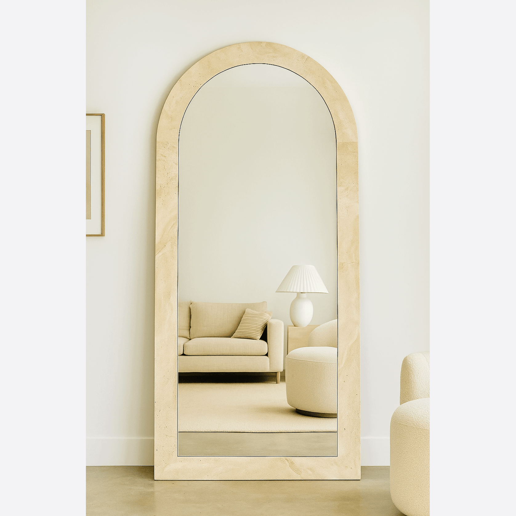 Crescent Arch Mirror - Vein Cut Travertine gallery detail image