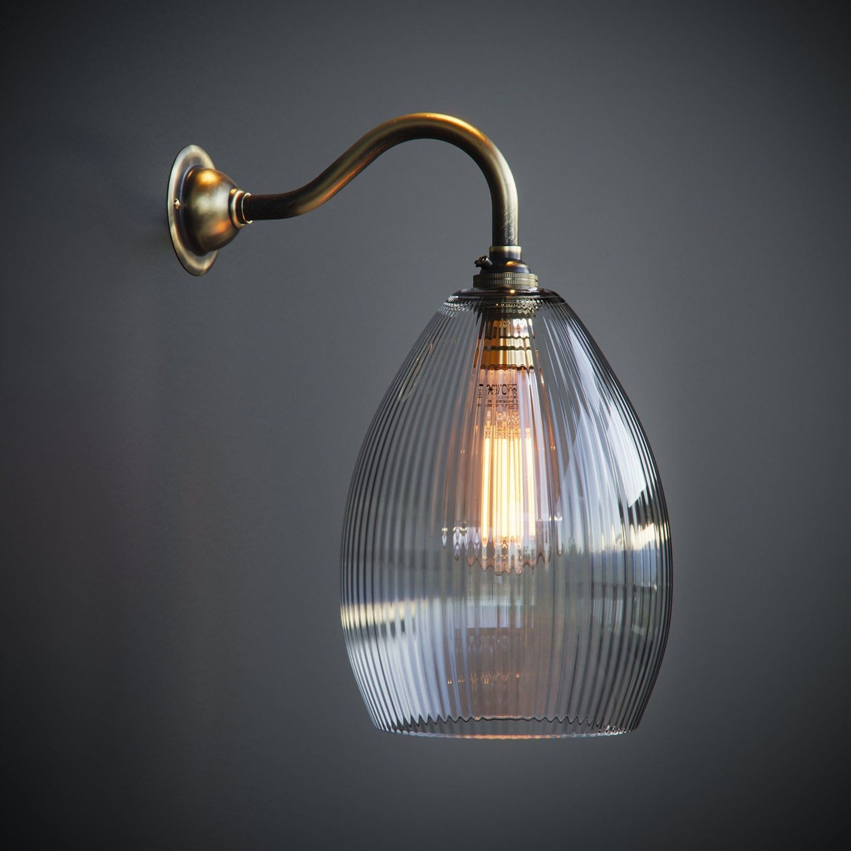 Jules Fine Ribbed Clear Glass Wall Light gallery detail image