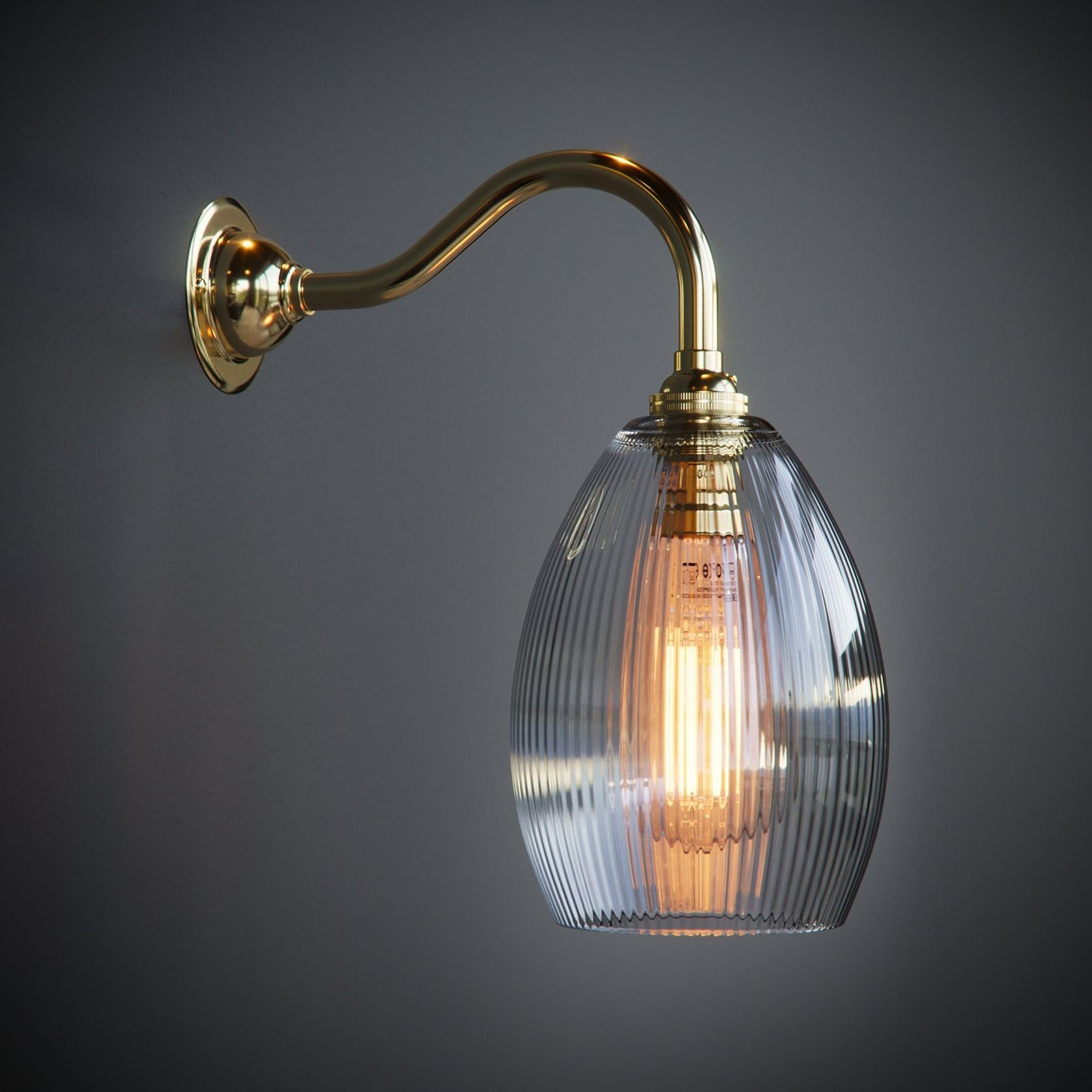 Jules Fine Ribbed Clear Glass Wall Light gallery detail image