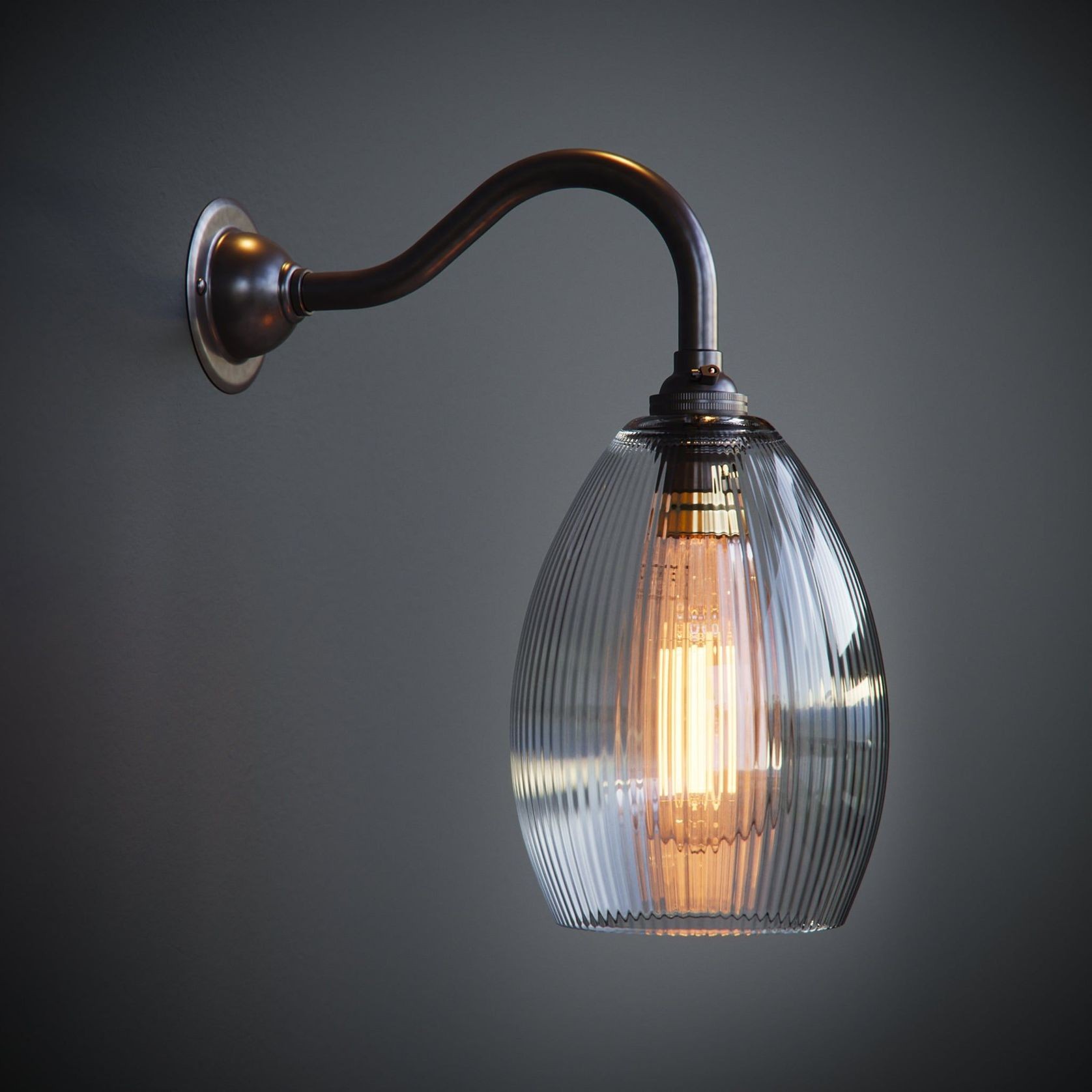 Jules Fine Ribbed Clear Glass Wall Light gallery detail image