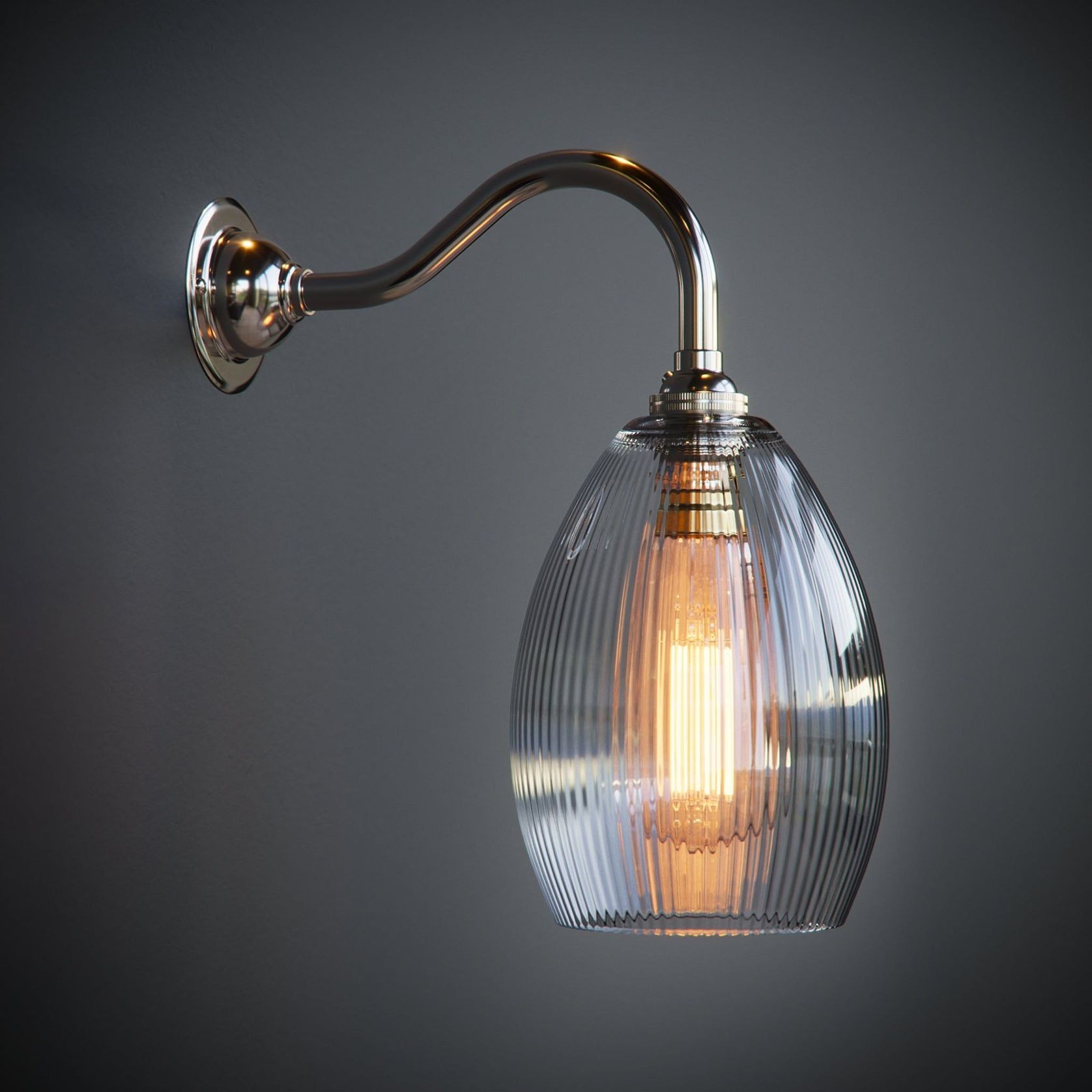 Jules Fine Ribbed Clear Glass Wall Light gallery detail image