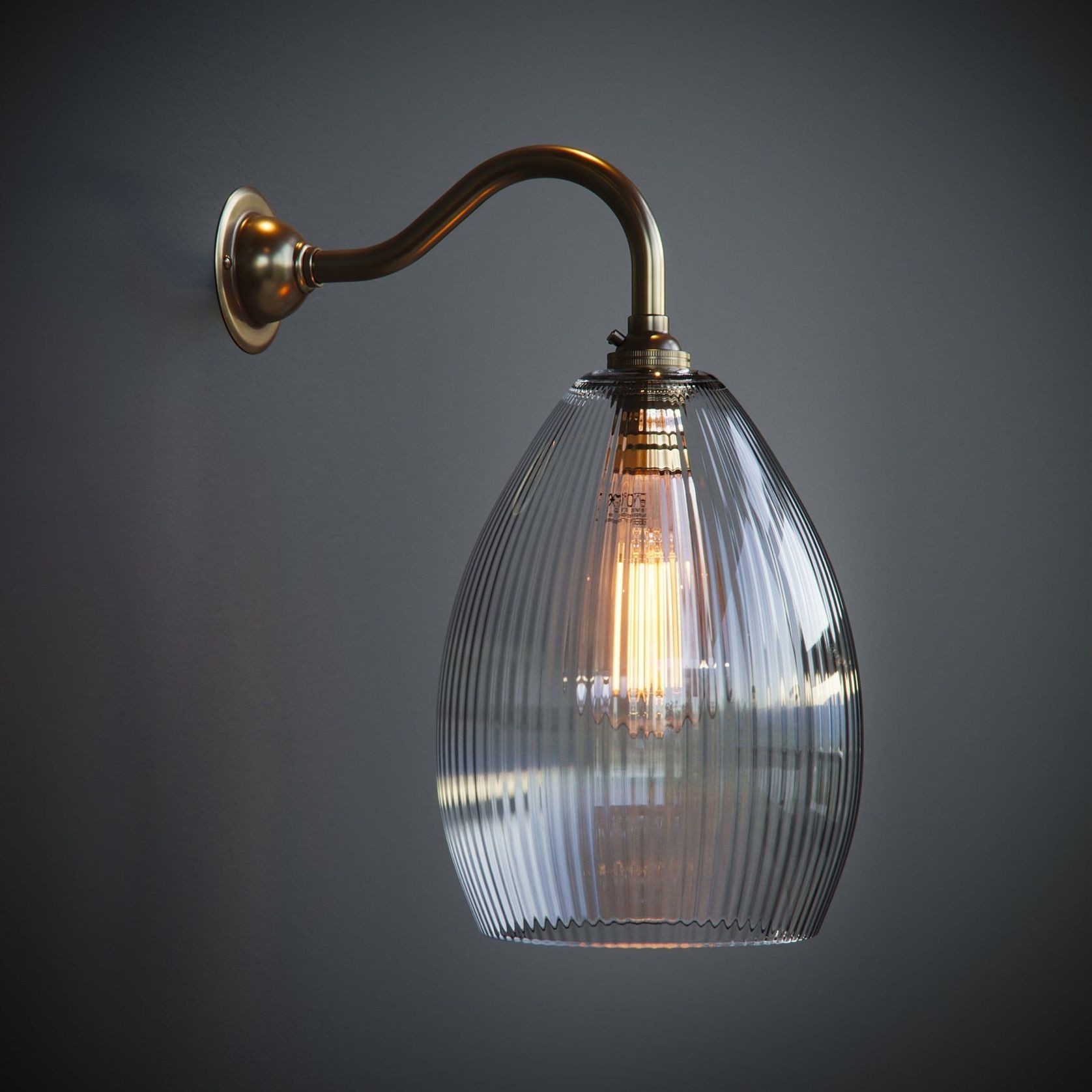 Jules Fine Ribbed Clear Glass Wall Light gallery detail image