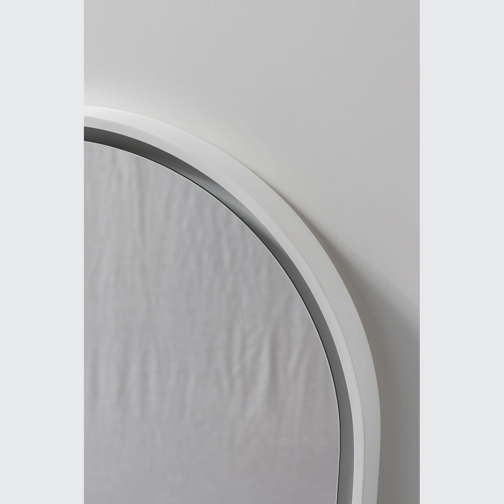 Pisa Oval Mirror with Matte White Stone Frame and LED light gallery detail image