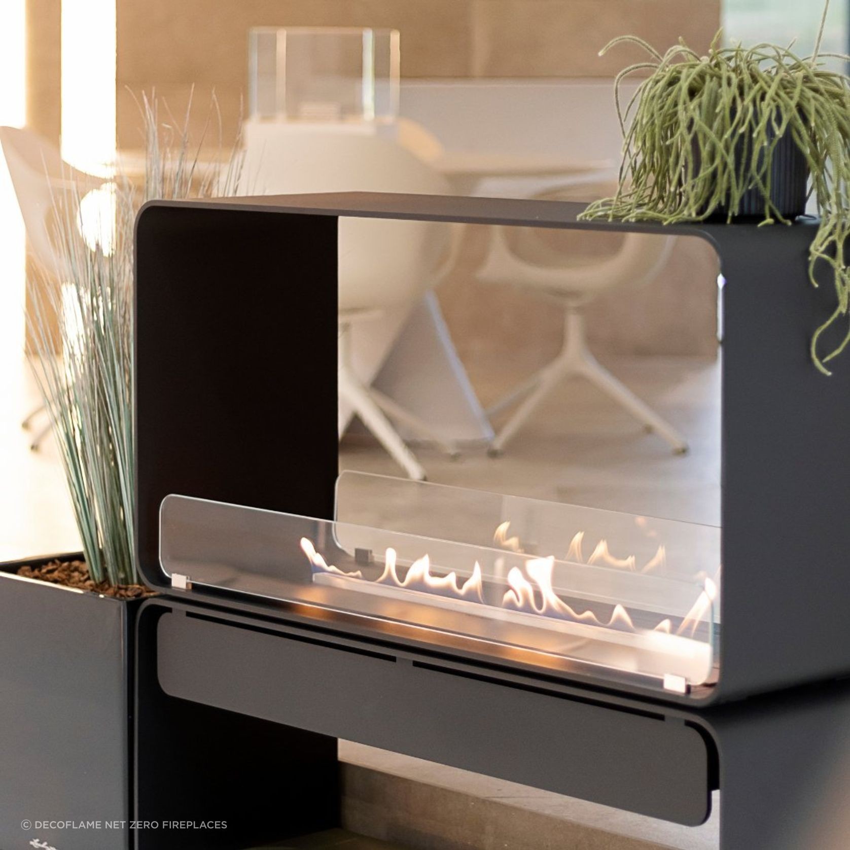 Decoflame Austin Freestanding BEV Net Zero Fireplace gallery detail image