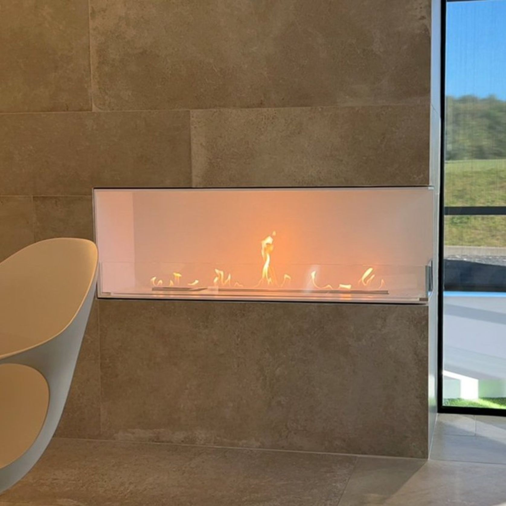Decoflame Montreal Right Corner BEV Net Zero Fireplace gallery detail image