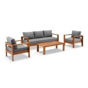 Delta 4pc Teak Lounge Set - Charcoal Sunbrella gallery detail image