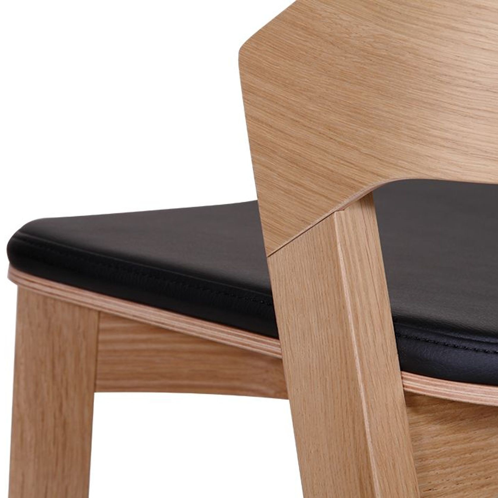 Merano Kitchen Stool - Natural Oak - Black Pad - by TON gallery detail image