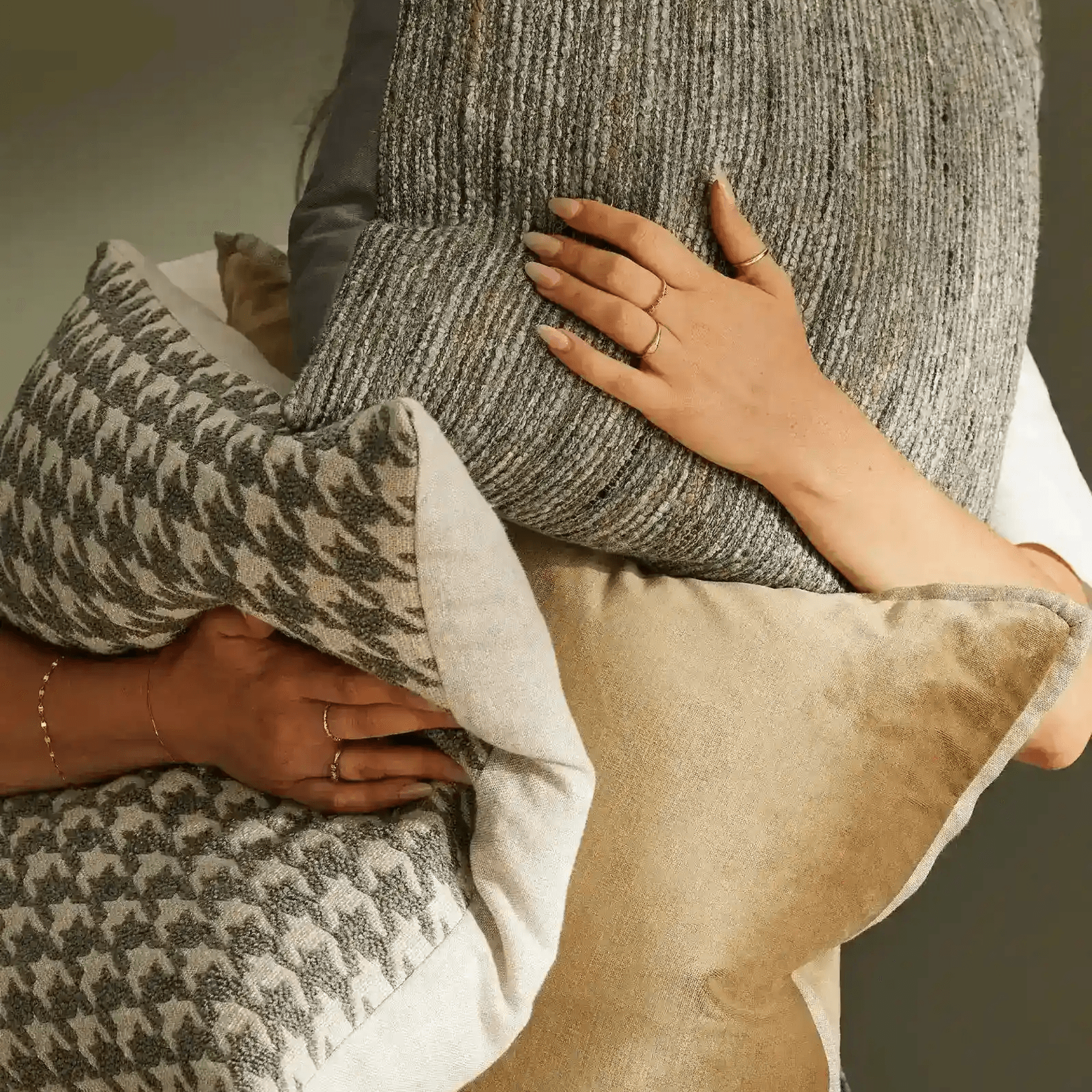 Weave Home Vista Cushion - Mineral | Chunky Linen/Wool Blend gallery detail image
