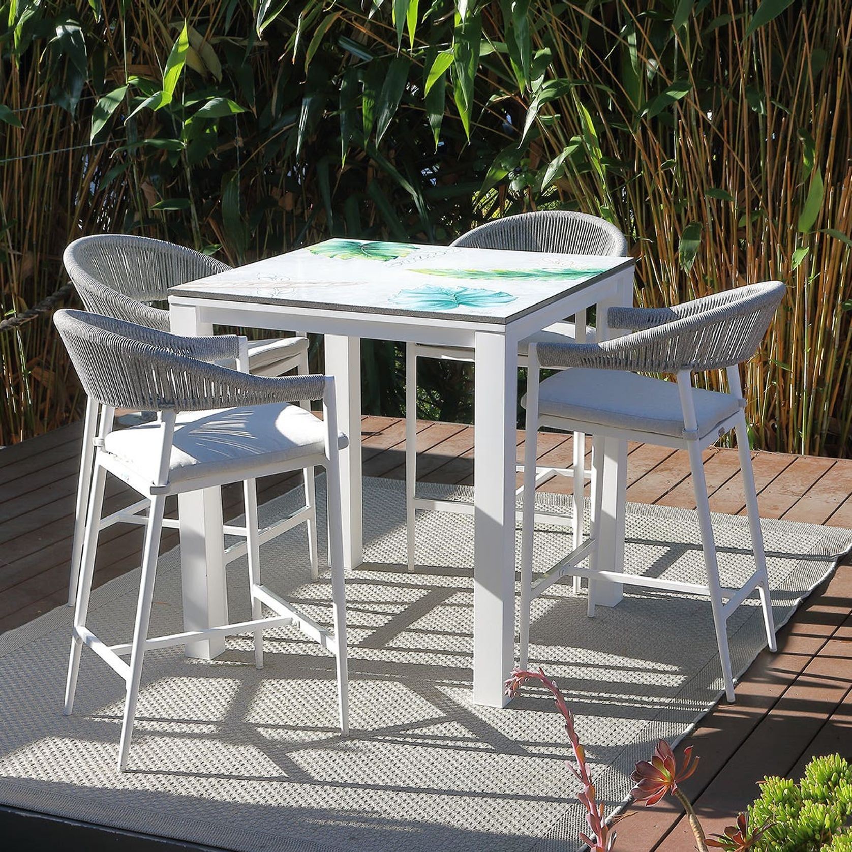 Domiziani Dafne Lava Stone Bar Table With Nivala Bar Chairs - 5pc Dining Setting gallery detail image
