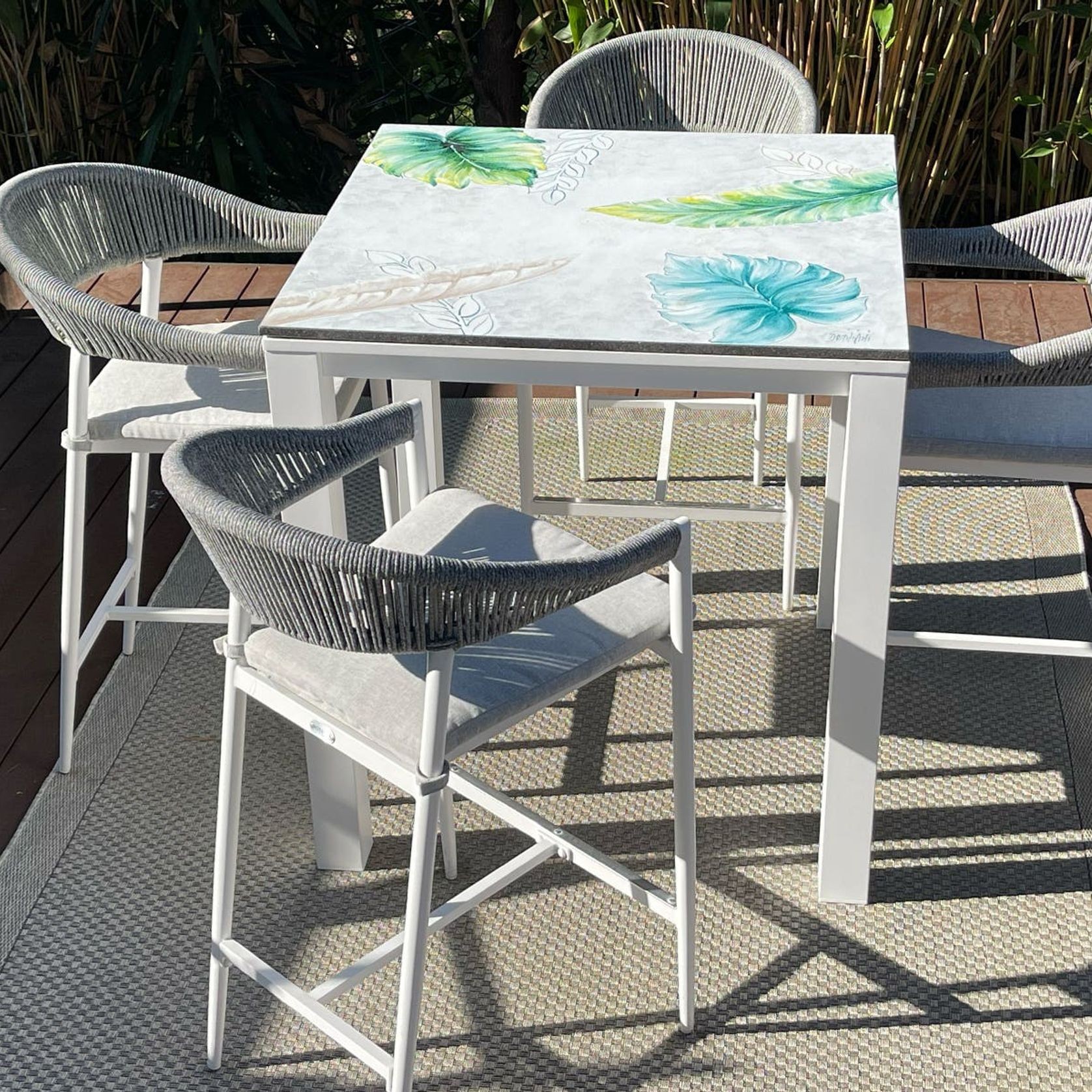 Domiziani Dafne Lava Stone Bar Table With Nivala Bar Chairs - 5pc Dining Setting gallery detail image