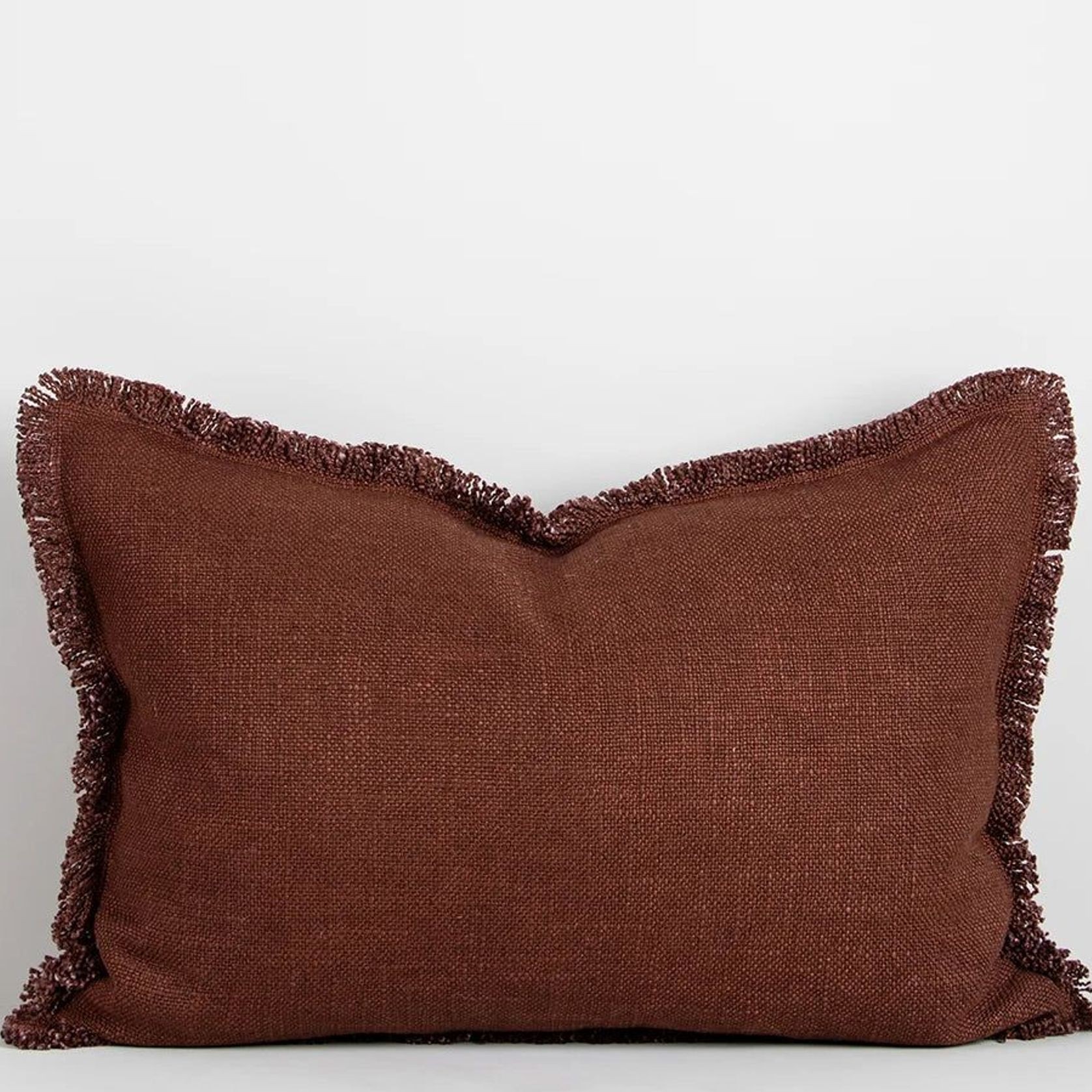 Baya Dover Cushion - Brick | Lumbar with Fringe gallery detail image