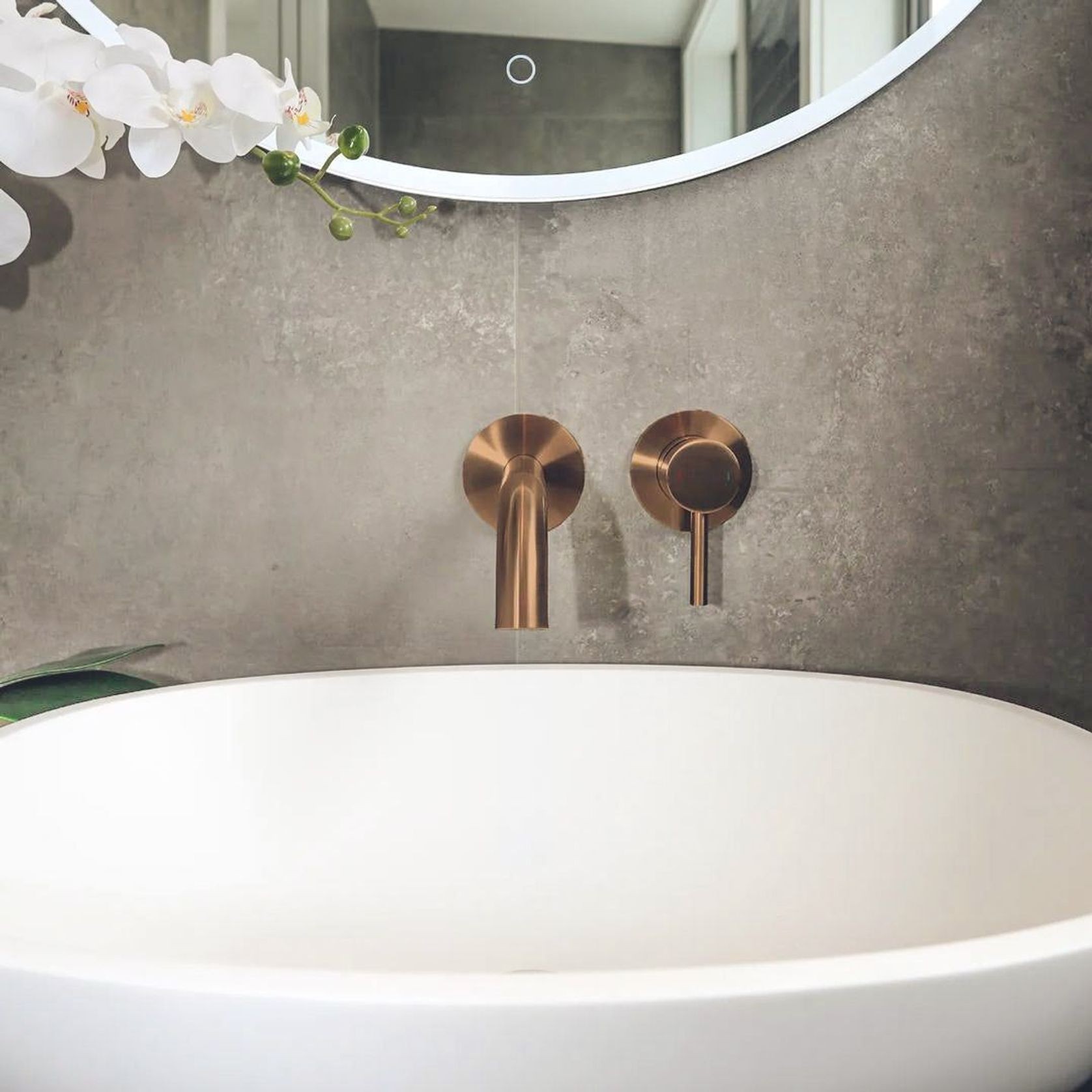Code Dusk Wall Mounted Basin Mixer Brushed Copper gallery detail image