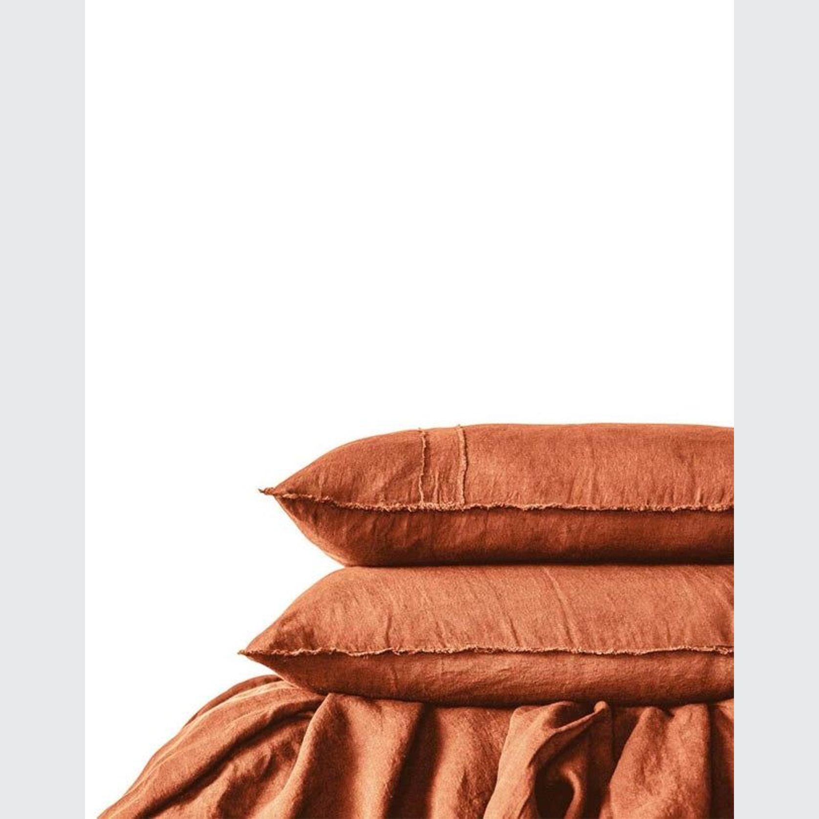 Linen Sheet Set with Freyed Edge- Tobacco gallery detail image