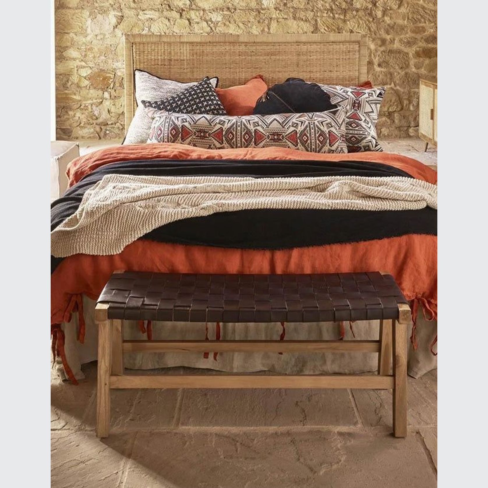 Linen Sheet Set with Freyed Edge- Tobacco gallery detail image