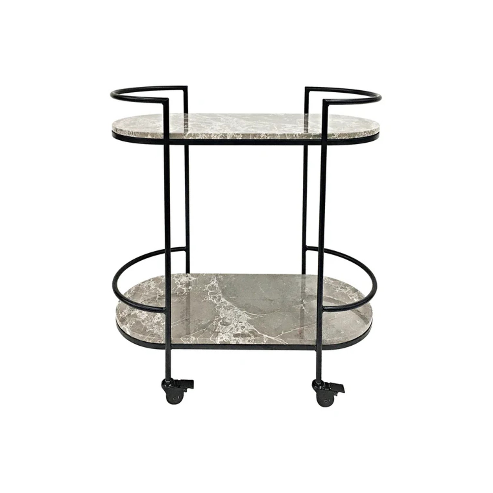 Grey Marble Bar Cart - Black gallery detail image