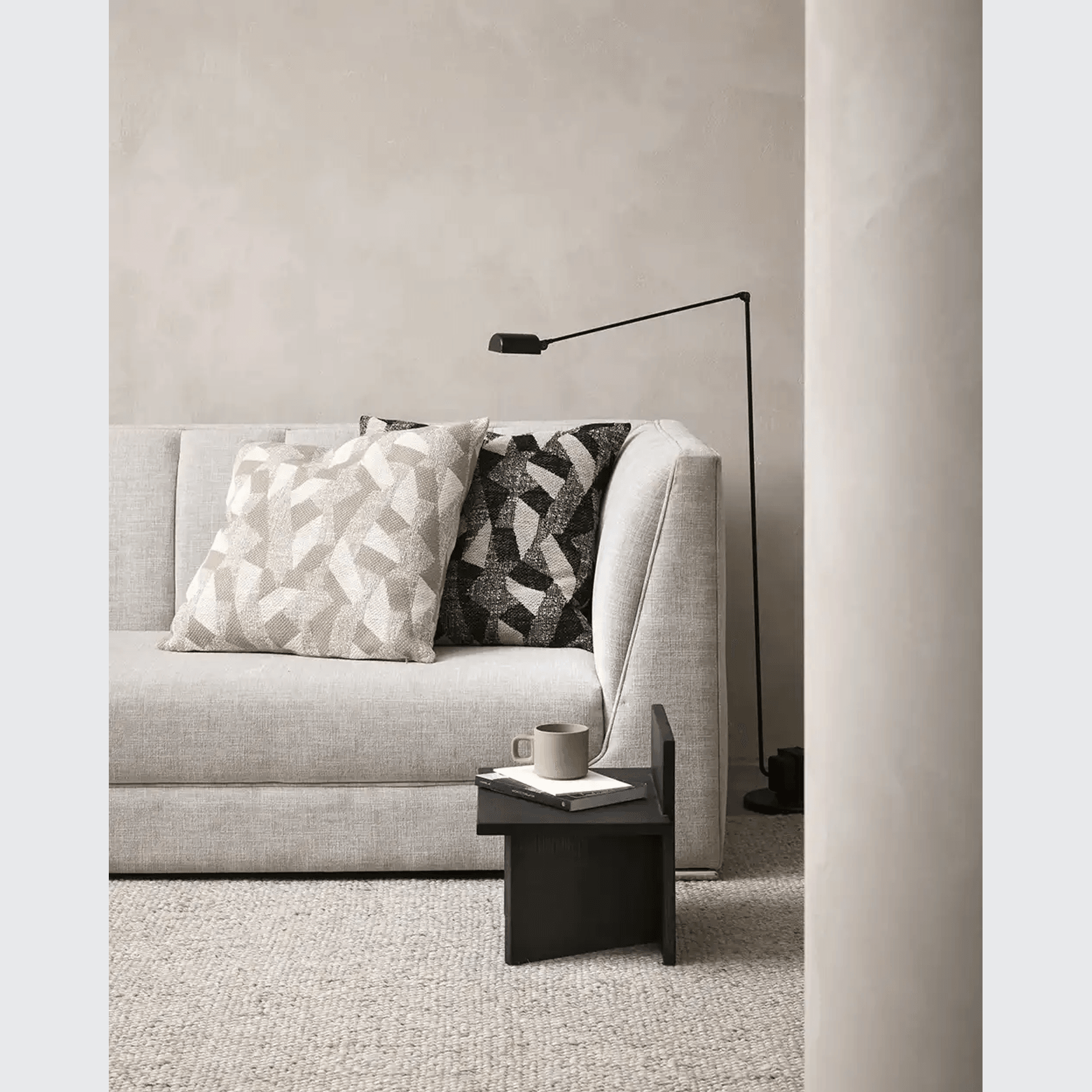 Baya Oscari Cushion - Black | Woven Abstract Design gallery detail image