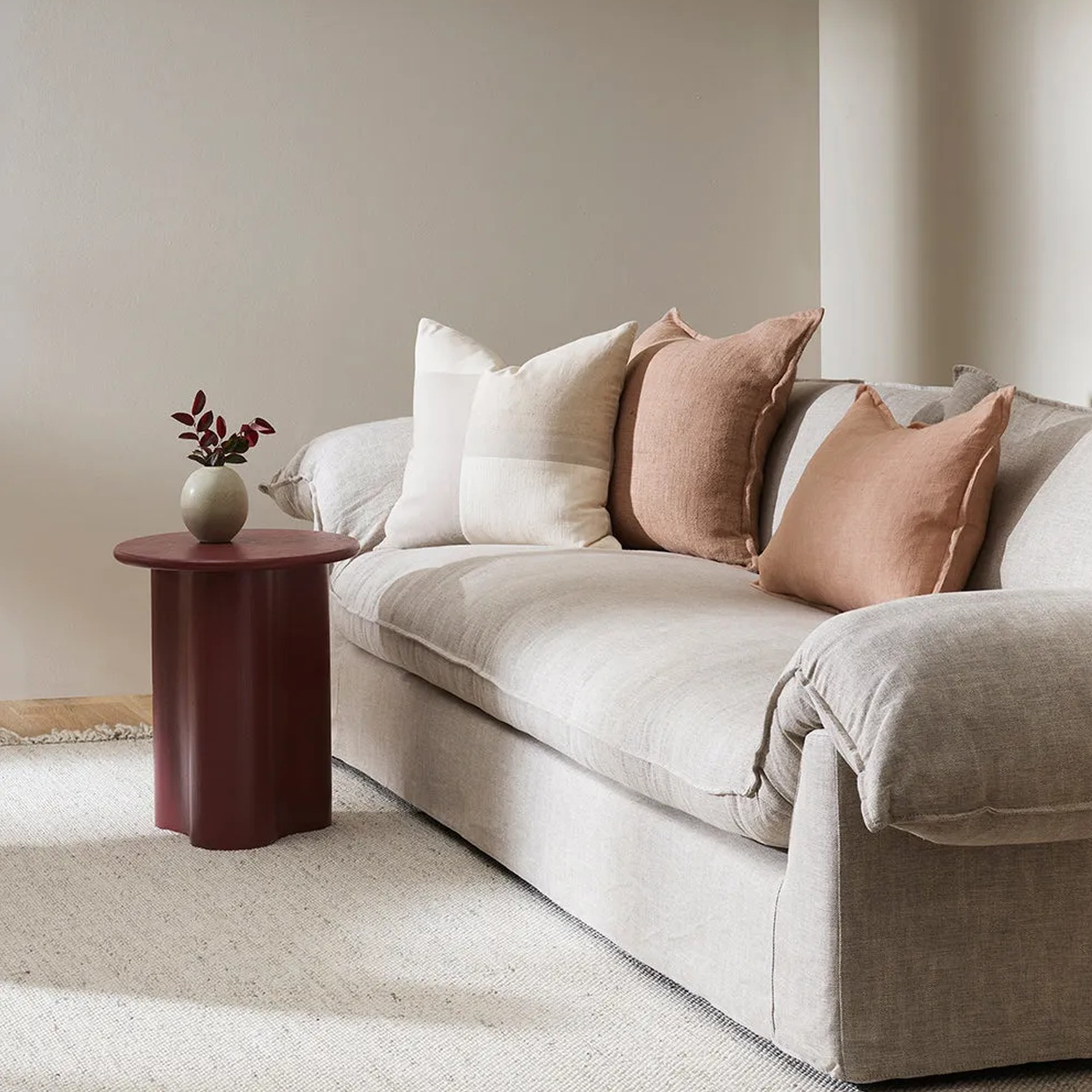 Baya Flaxmill Handwoven Linen Cushion - Clay | Two Sizes gallery detail image