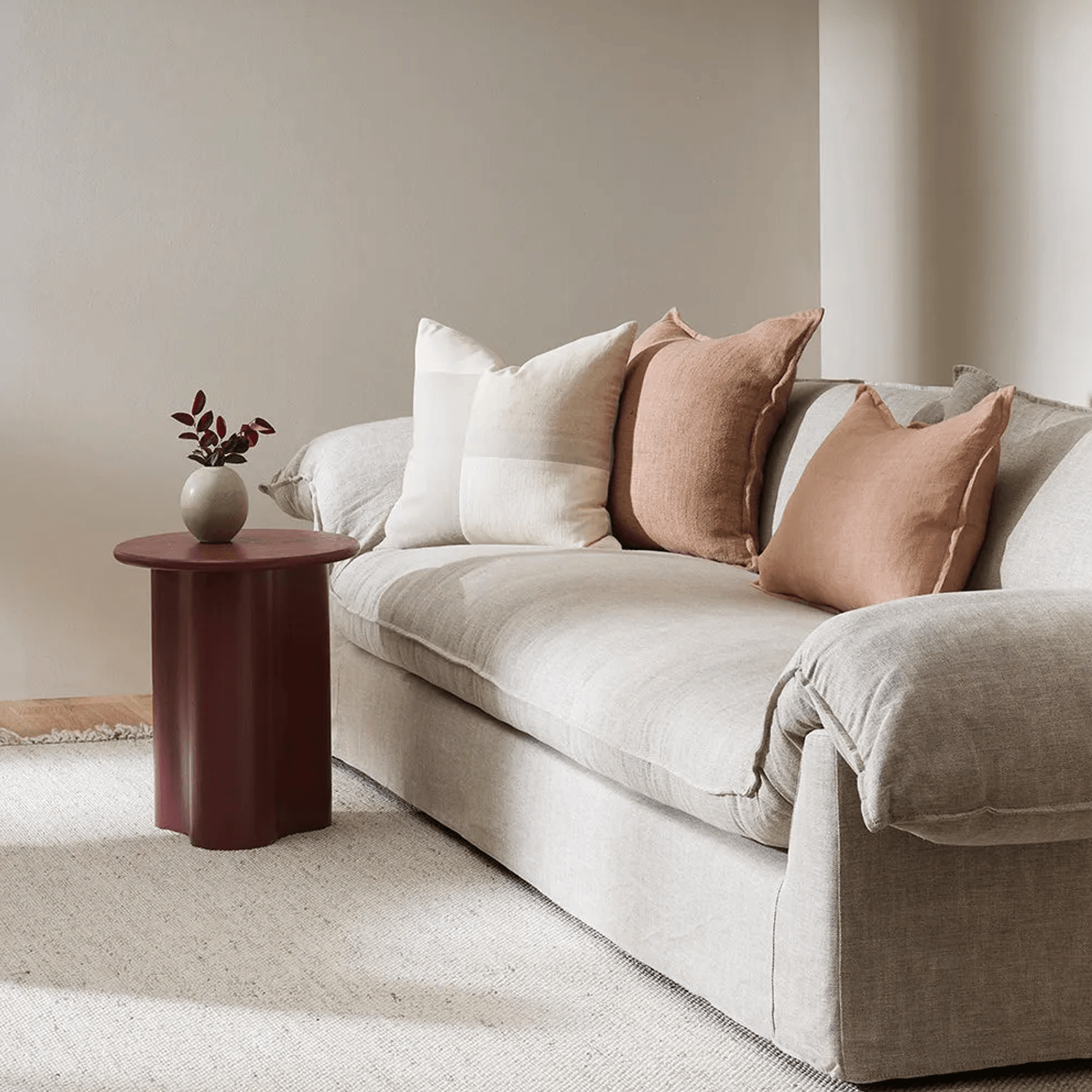 Baya Flaxmill Handwoven Linen Cushion - Clay | Two Sizes gallery detail image