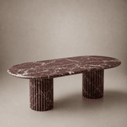 Fluted Oval Dining Table - Rosso Levanto Marble gallery detail image