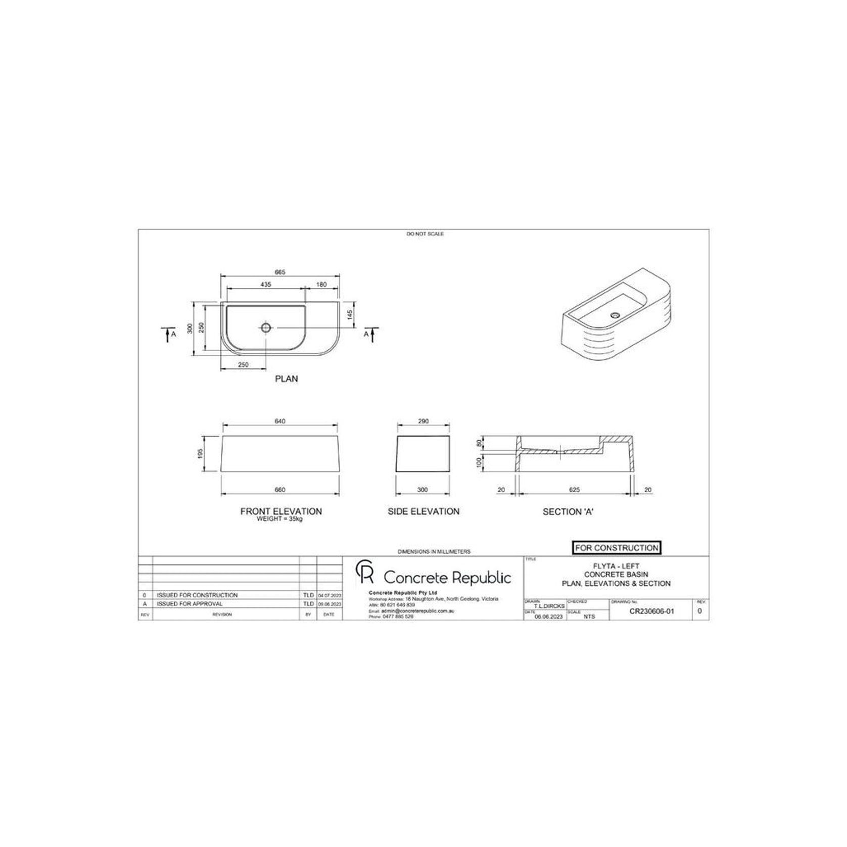 Concrete Republic Flyta Wall Hung Basin gallery detail image