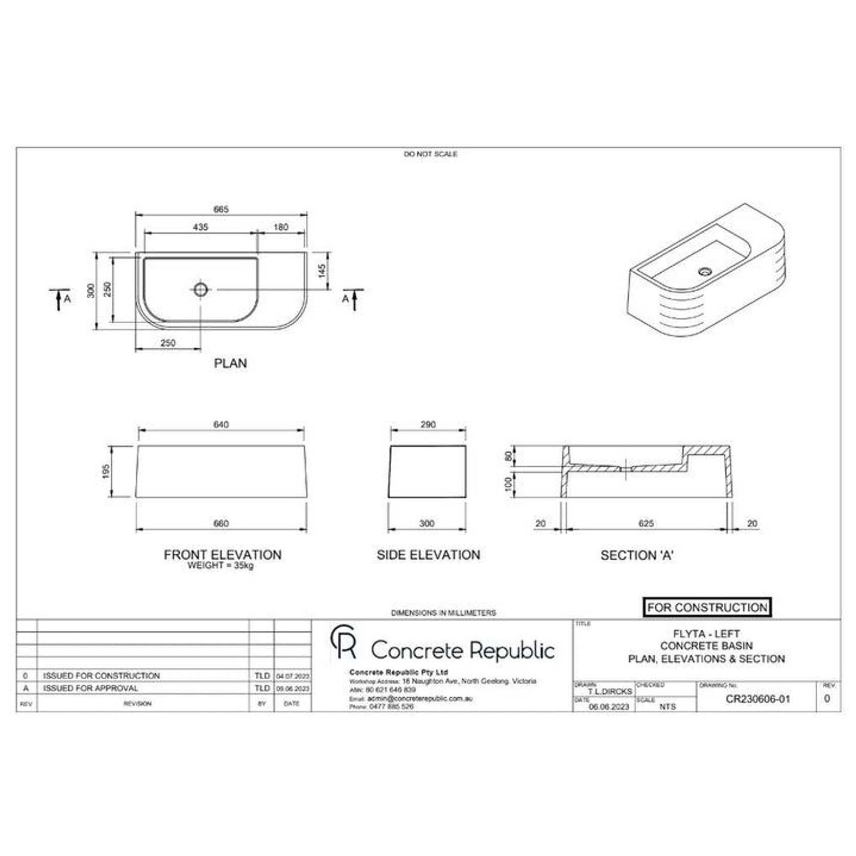 Concrete Republic Flyta Wall Hung Basin gallery detail image