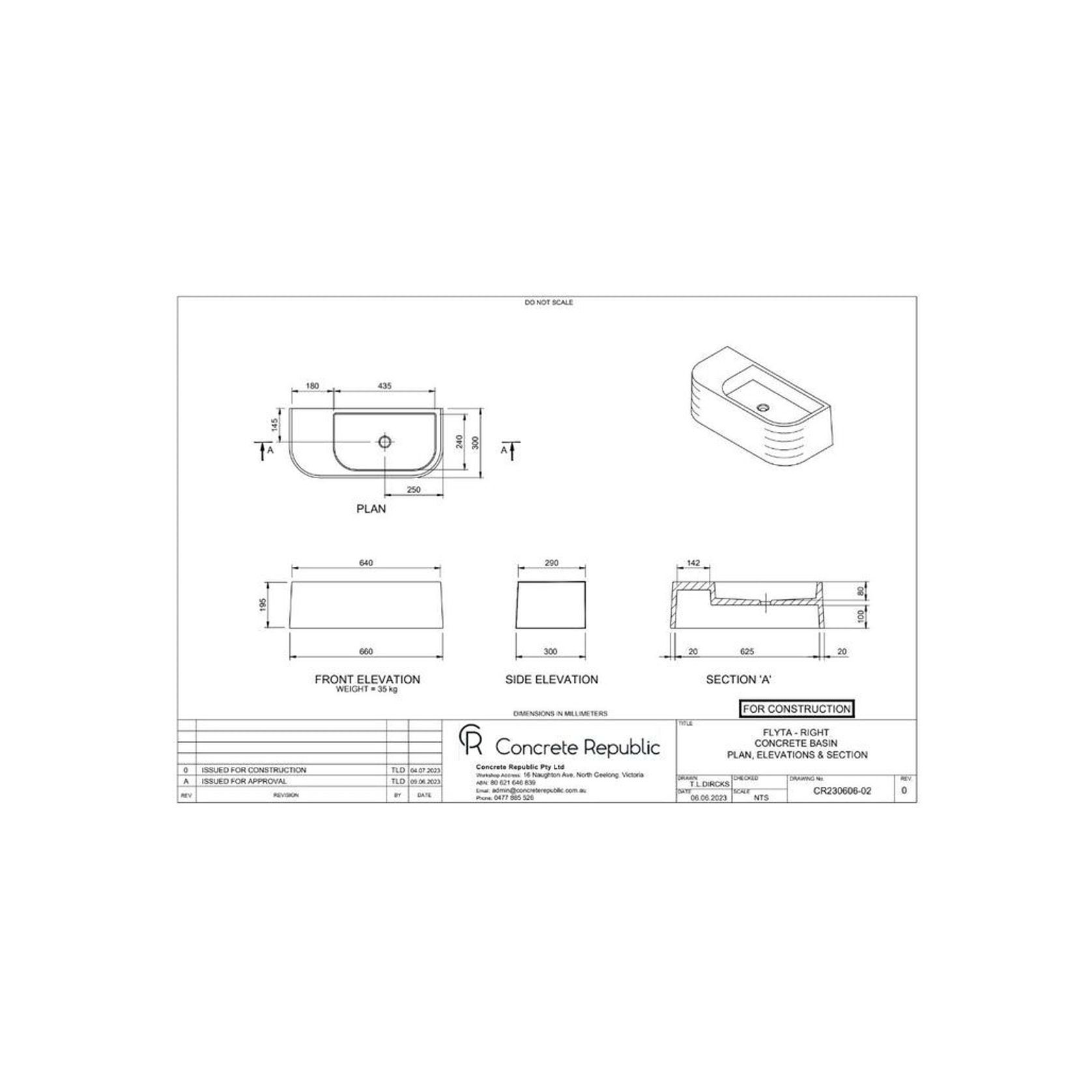 Concrete Republic Flyta Wall Hung Basin gallery detail image