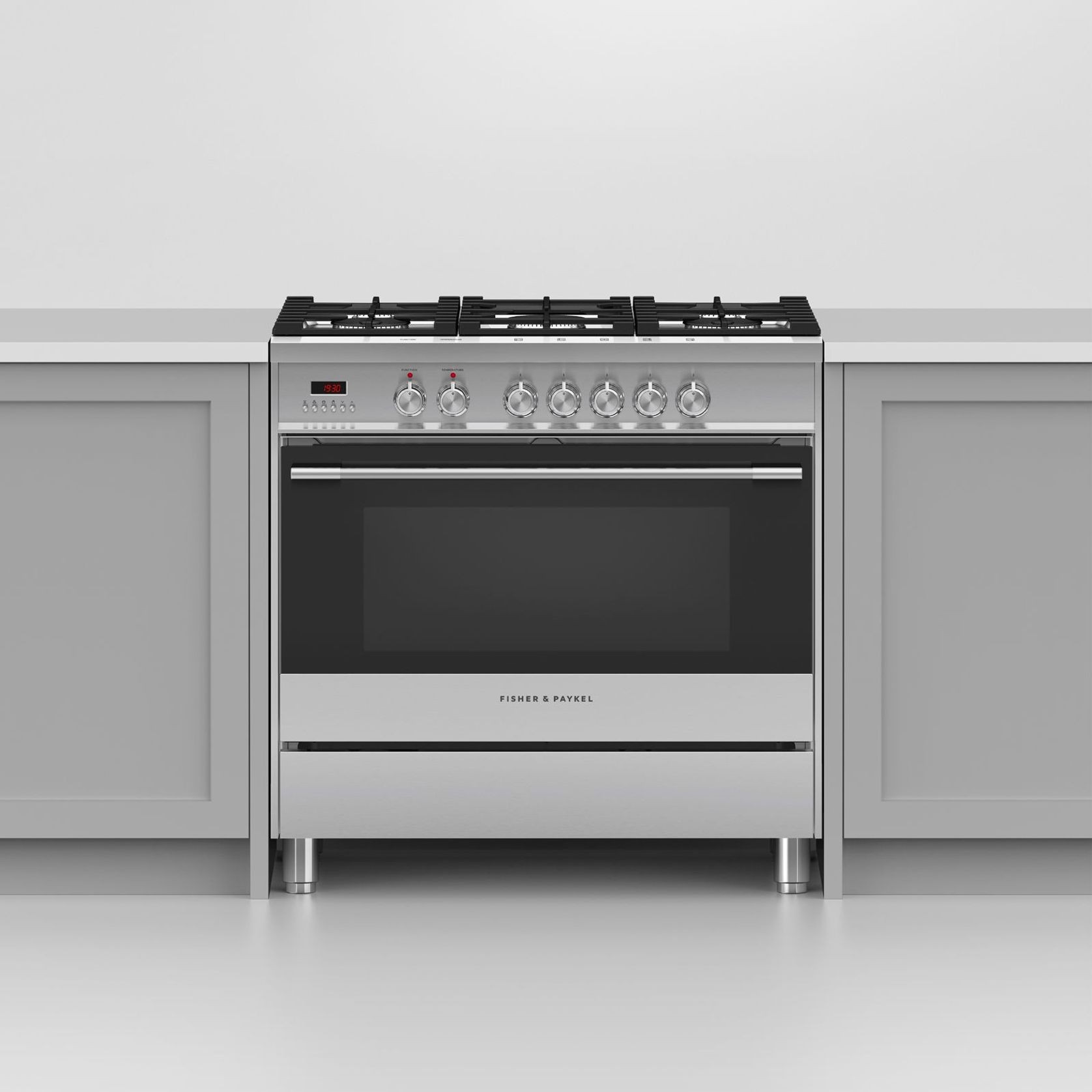 Freestanding Cooker, Dual Fuel, 90cm, 5 Burners, Stainless Steel gallery detail image