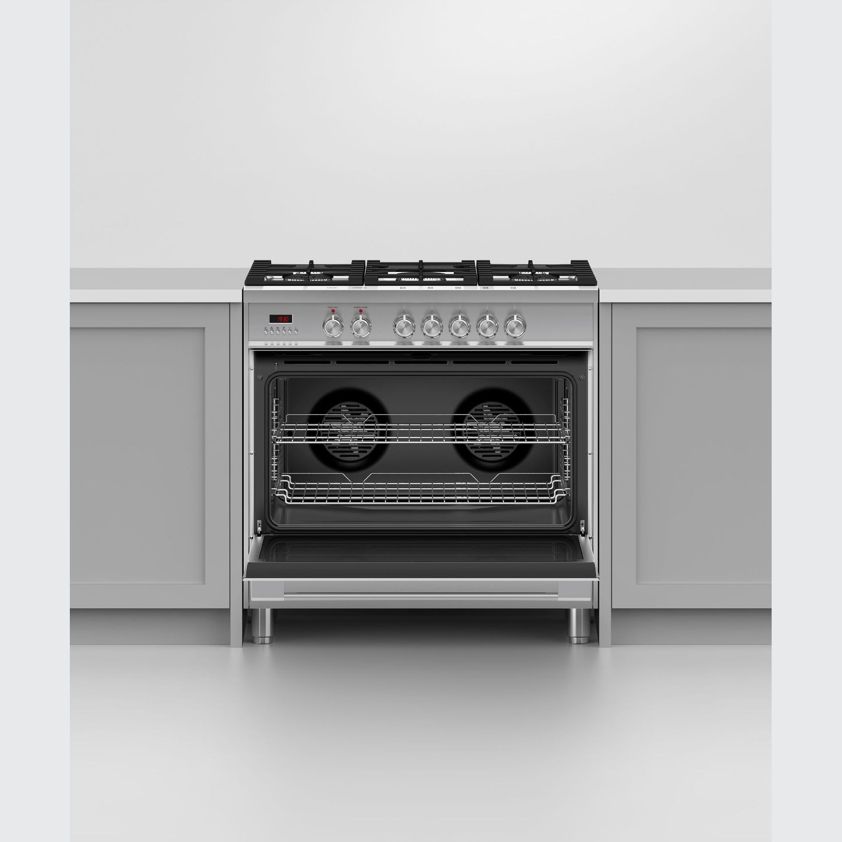 Freestanding Cooker, Dual Fuel, 90cm, 5 Burners, Stainless Steel gallery detail image