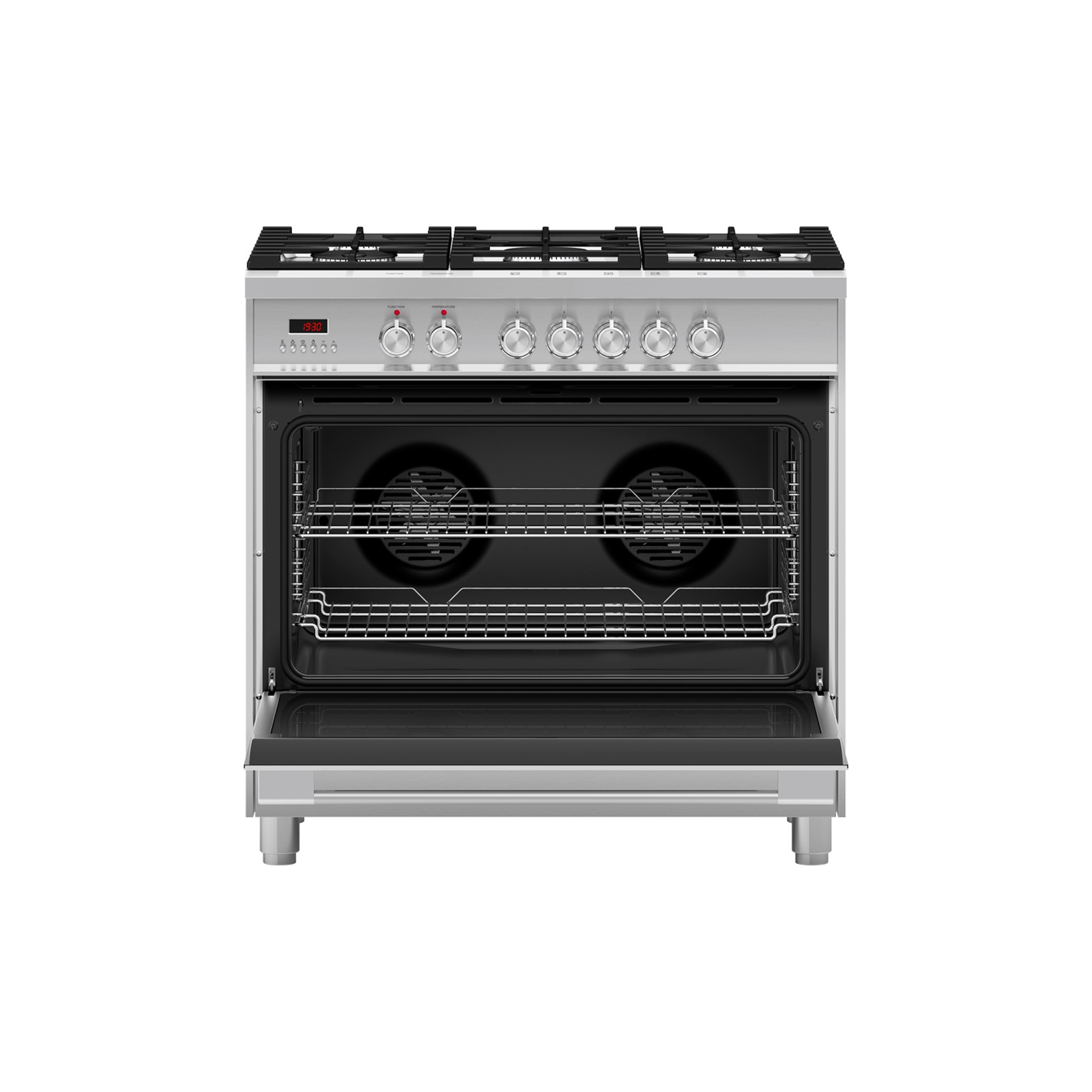 Freestanding Cooker, Dual Fuel, 90cm, 5 Burners, Stainless Steel gallery detail image