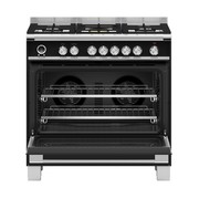 Freestanding Cooker, Dual Fuel, 90cm, 5 Burners, Self-cleaning, Black gallery detail image