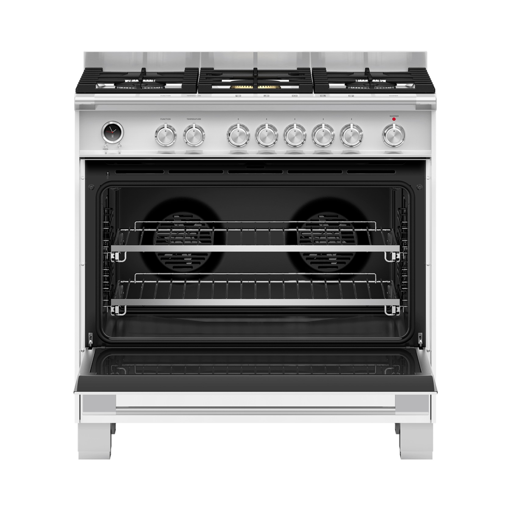 Freestanding Cooker, Dual Fuel, 90cm, 5 Burners, Self-cleaning, White gallery detail image