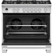 Freestanding Cooker, Dual Fuel, 90cm, 5 Burners, Self-cleaning, White gallery detail image