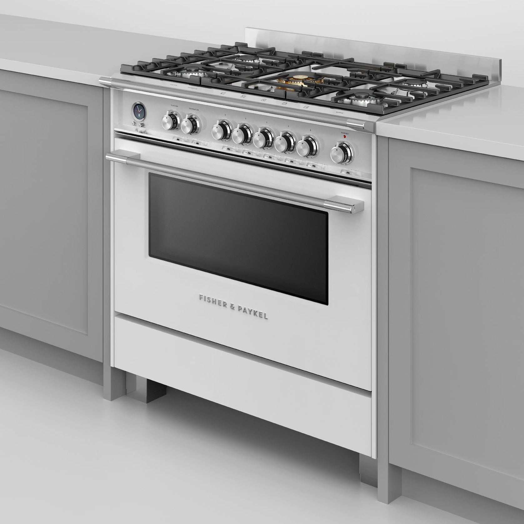 Freestanding Cooker, Dual Fuel, 90cm, 5 Burners, Self-cleaning, White gallery detail image
