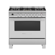 Freestanding Cooker, Dual Fuel, 90cm, 5 Burners, Self-cleaning, Stainless Steel gallery detail image