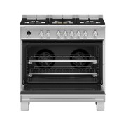 Freestanding Cooker, Dual Fuel, 90cm, 5 Burners, Self-cleaning, Stainless Steel gallery detail image