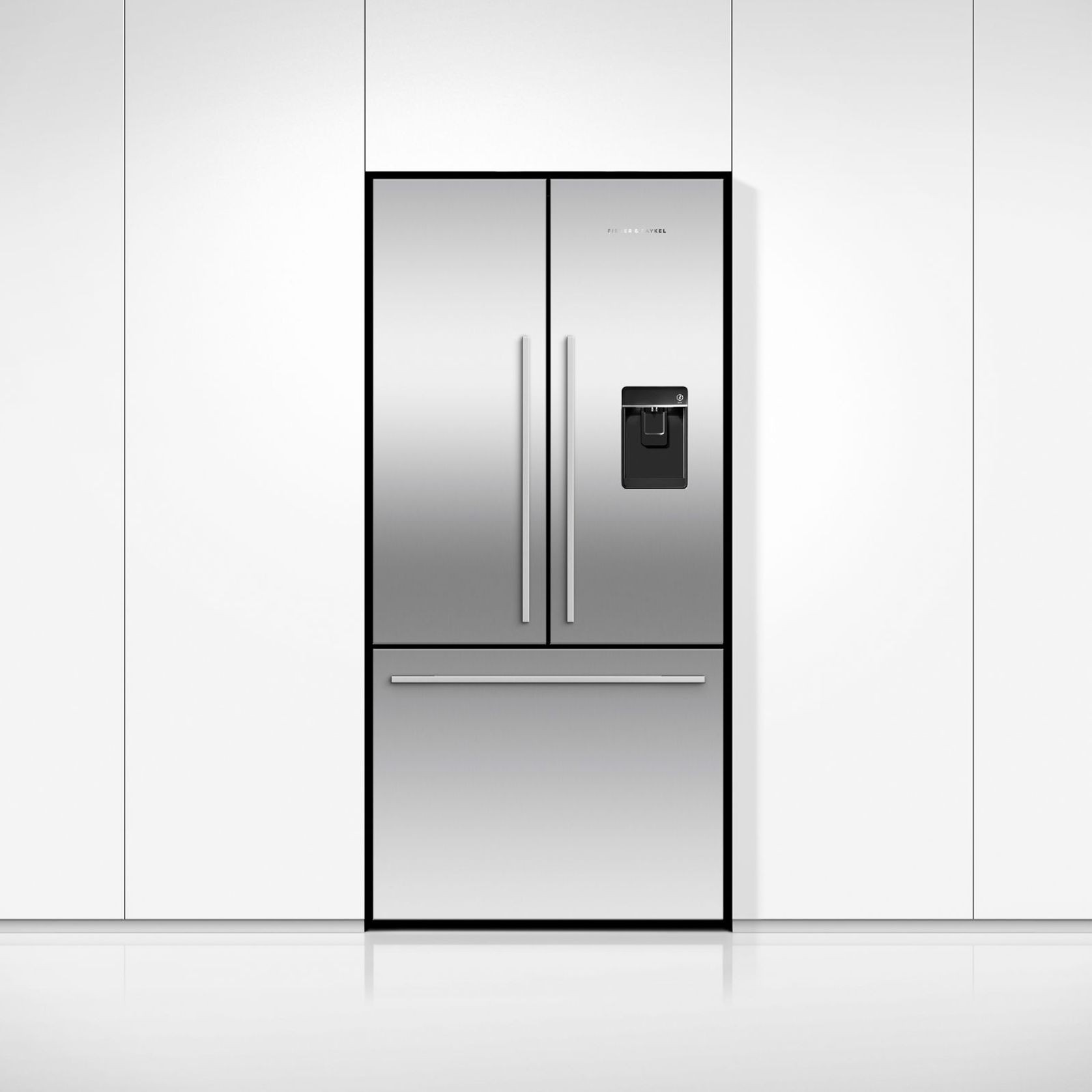 Freestanding French Door Refrigerator Freezer, 79cm, 487L, Ice & Water, Stainless Steel