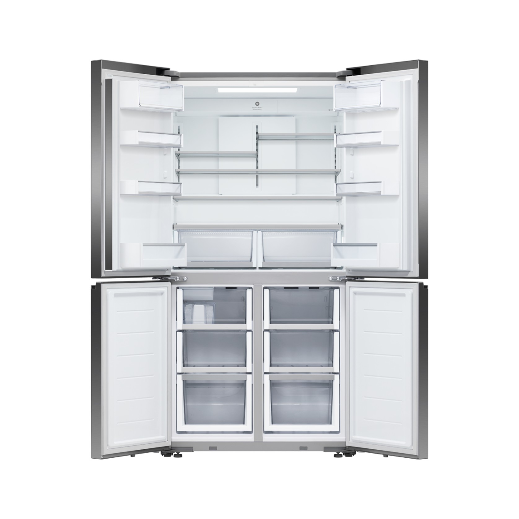 Freestanding Quad Door Refrigerator Freezer, 90.5cm, 538L, Ice & Water, Black Stainless Steel gallery detail image