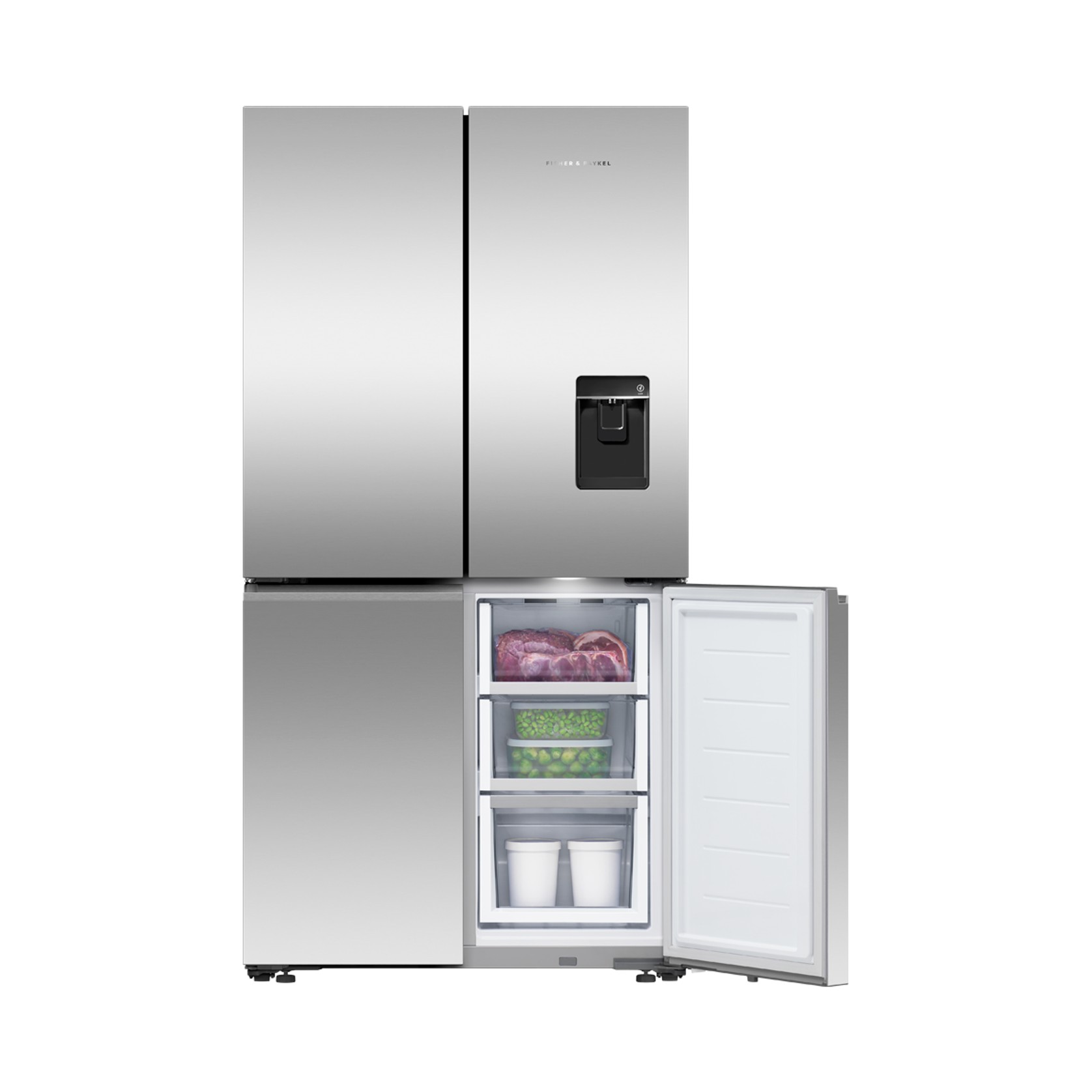 Freestanding Quad Door Refrigerator Freezer, 90.5cm, 538L, Ice & Water, Stainless Steel gallery detail image