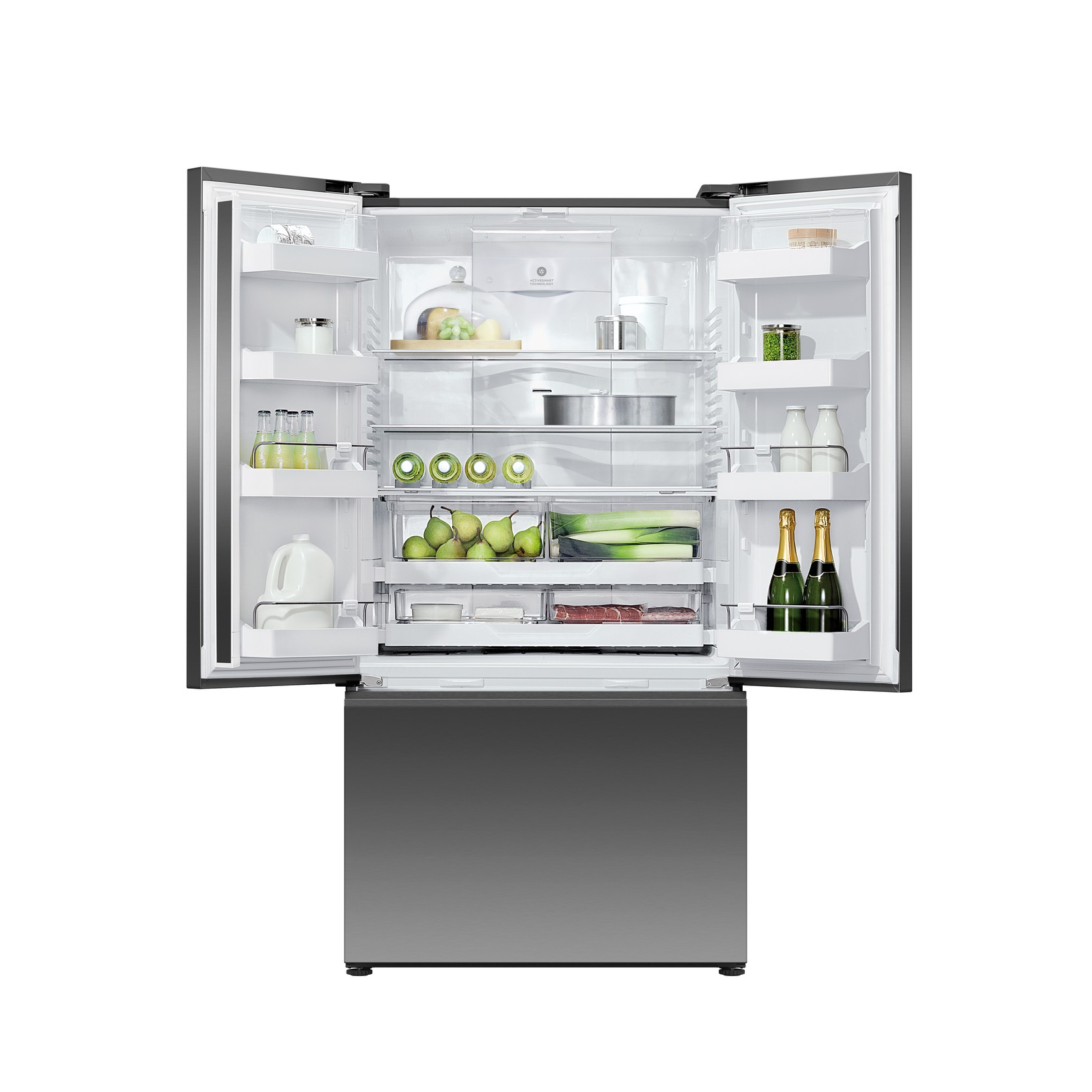 Freestanding French Door Refrigerator Freezer, 90cm, 569L, Ice & Water, Black Stainless Steel gallery detail image