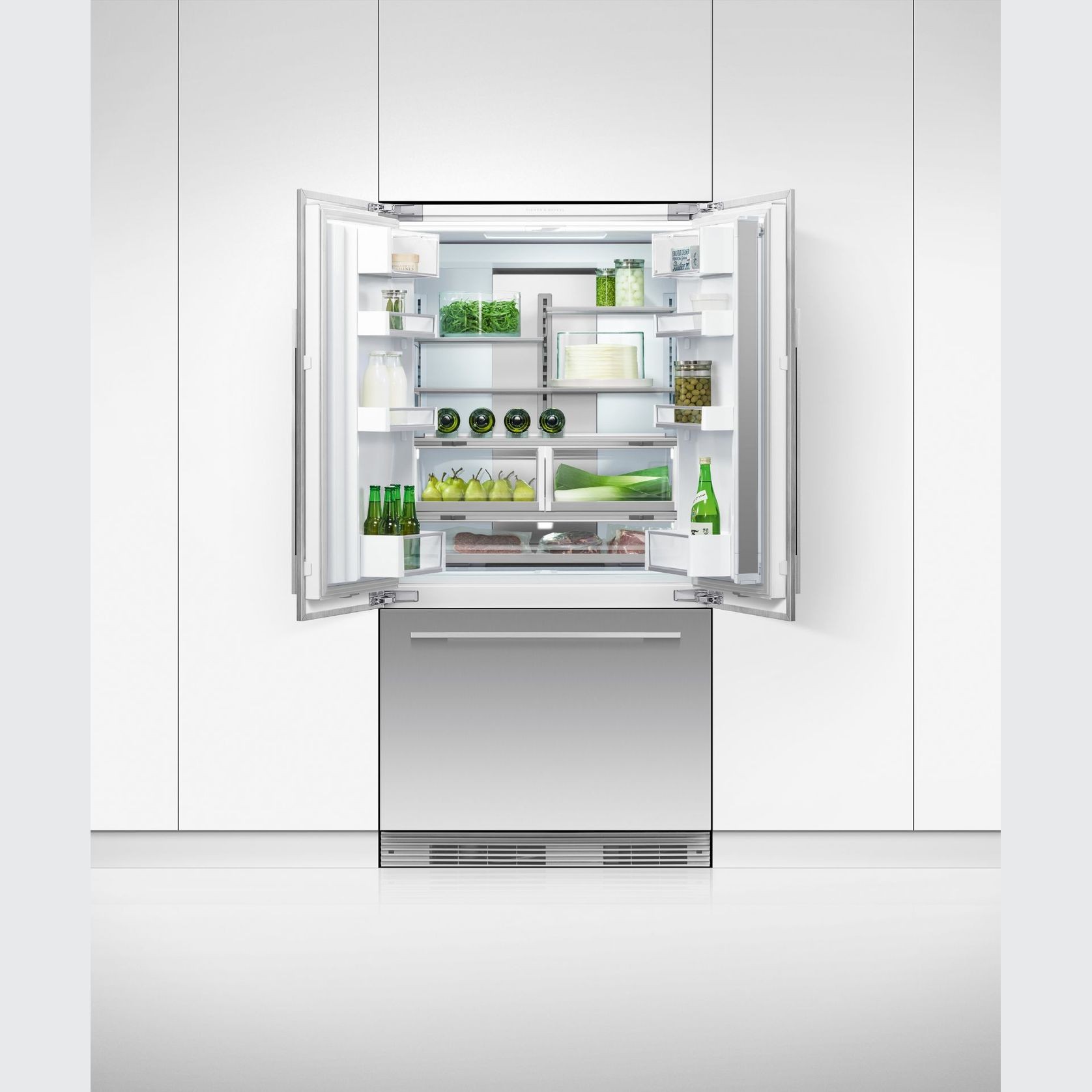 Integrated French Door Refrigerator Freezer, 90cm, Ice & Water gallery detail image