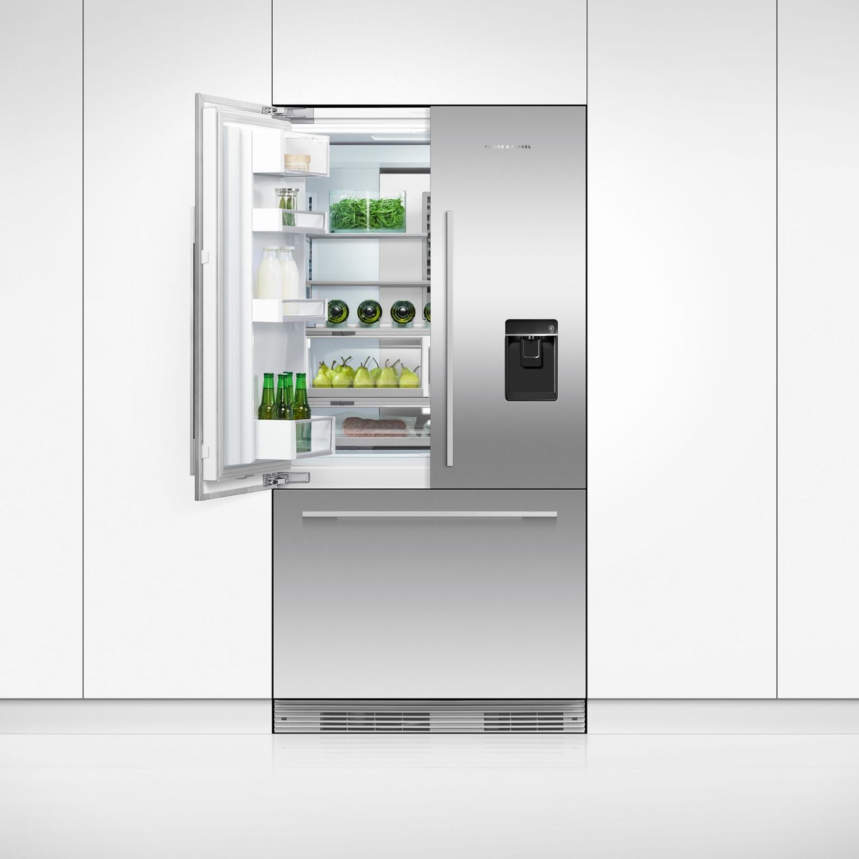 Integrated French Door Refrigerator Freezer, 90cm, Ice & Water gallery detail image