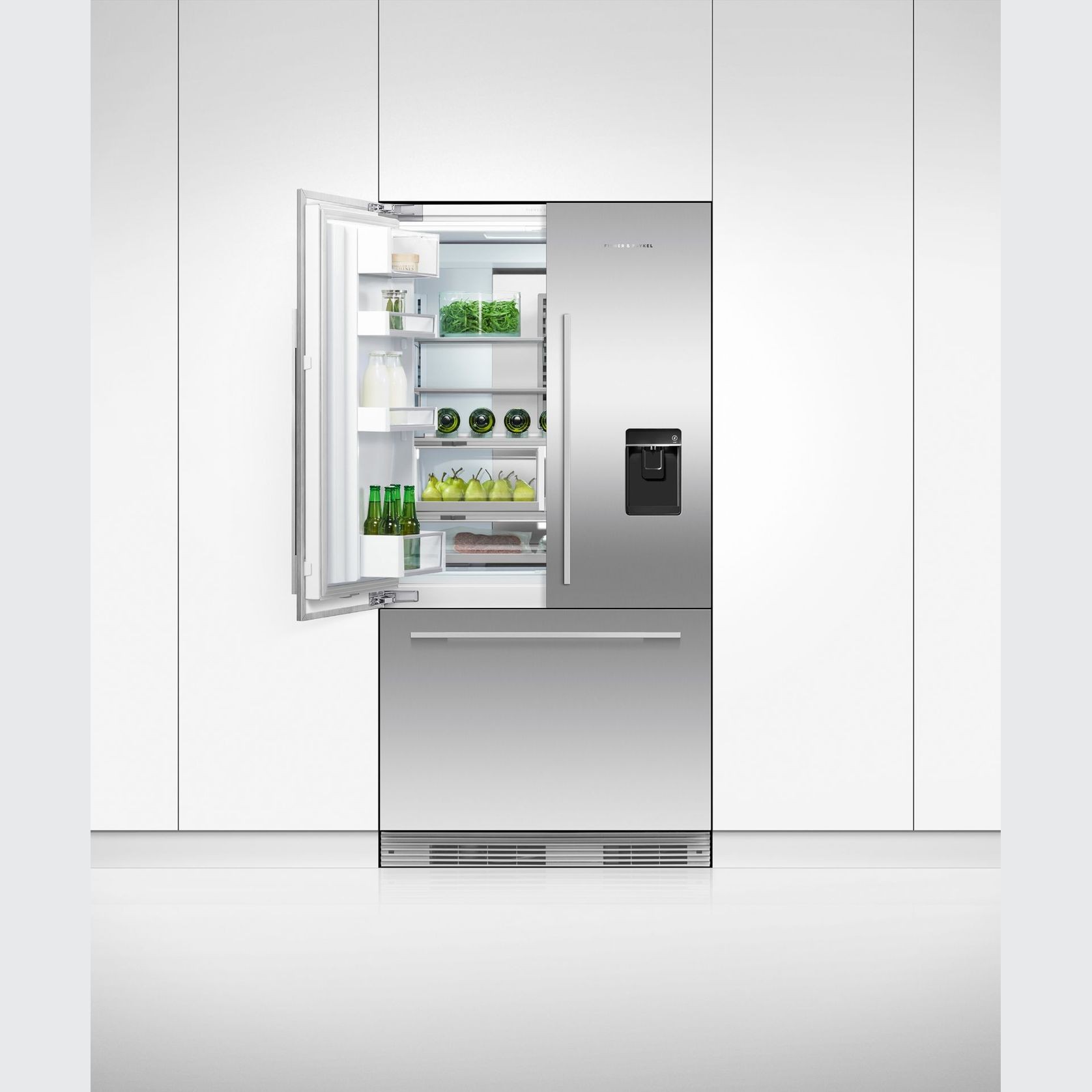 Integrated French Door Refrigerator Freezer, 90cm, Ice & Water gallery detail image