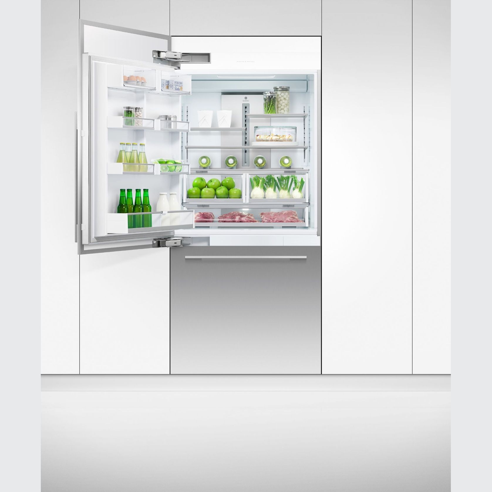 Integrated Refrigerator Freezer, 90.6cm, Ice, Left Hinge gallery detail image