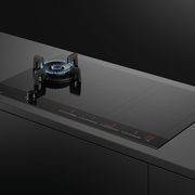 Gas + Induction Cooktop, 90cm, 1 Burner, 4 Zones with SmartZone, Black Glass gallery detail image
