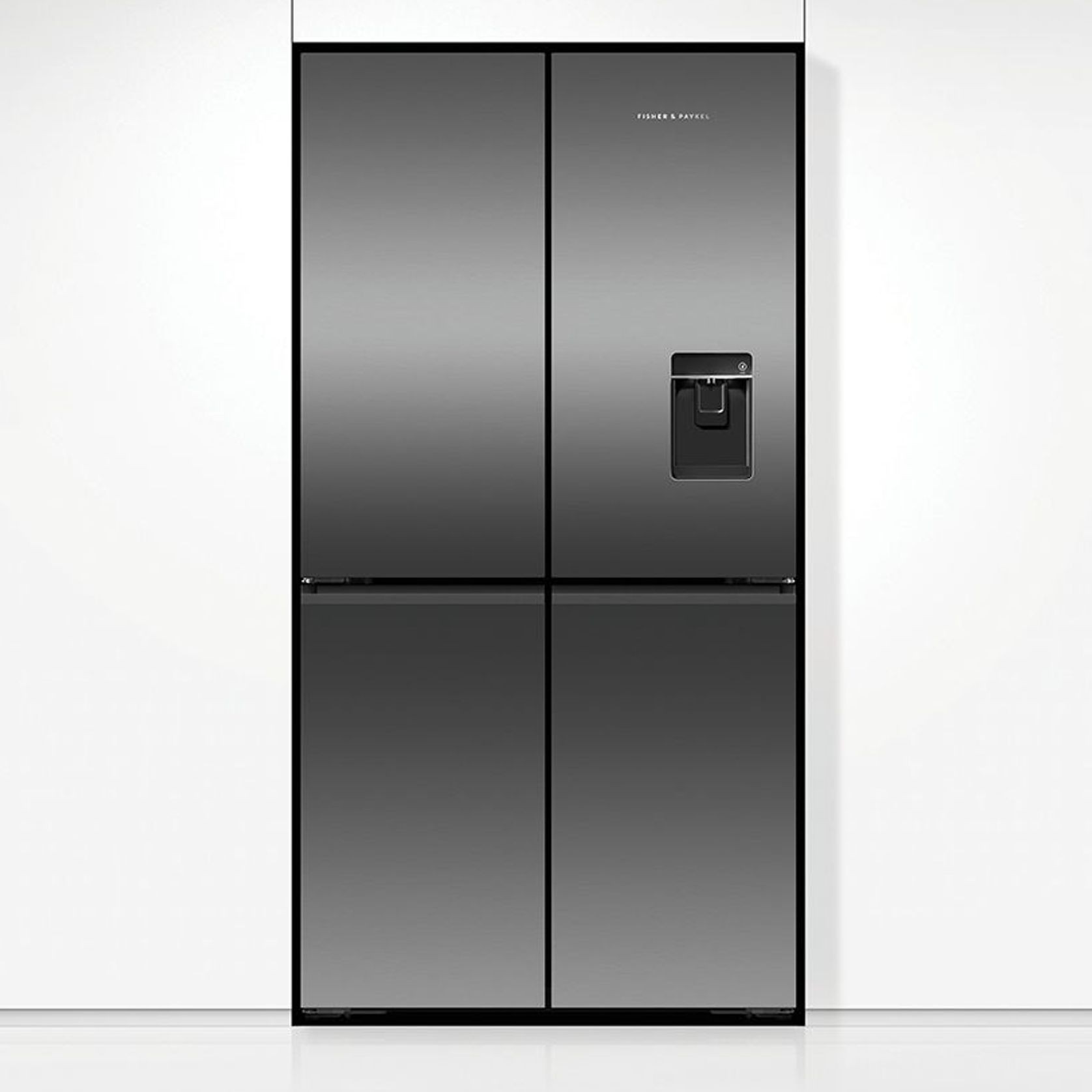 Freestanding Quad Door Refrigerator Freezer, 90.5cm, 538L, Ice & Water, Black Stainless Steel gallery detail image
