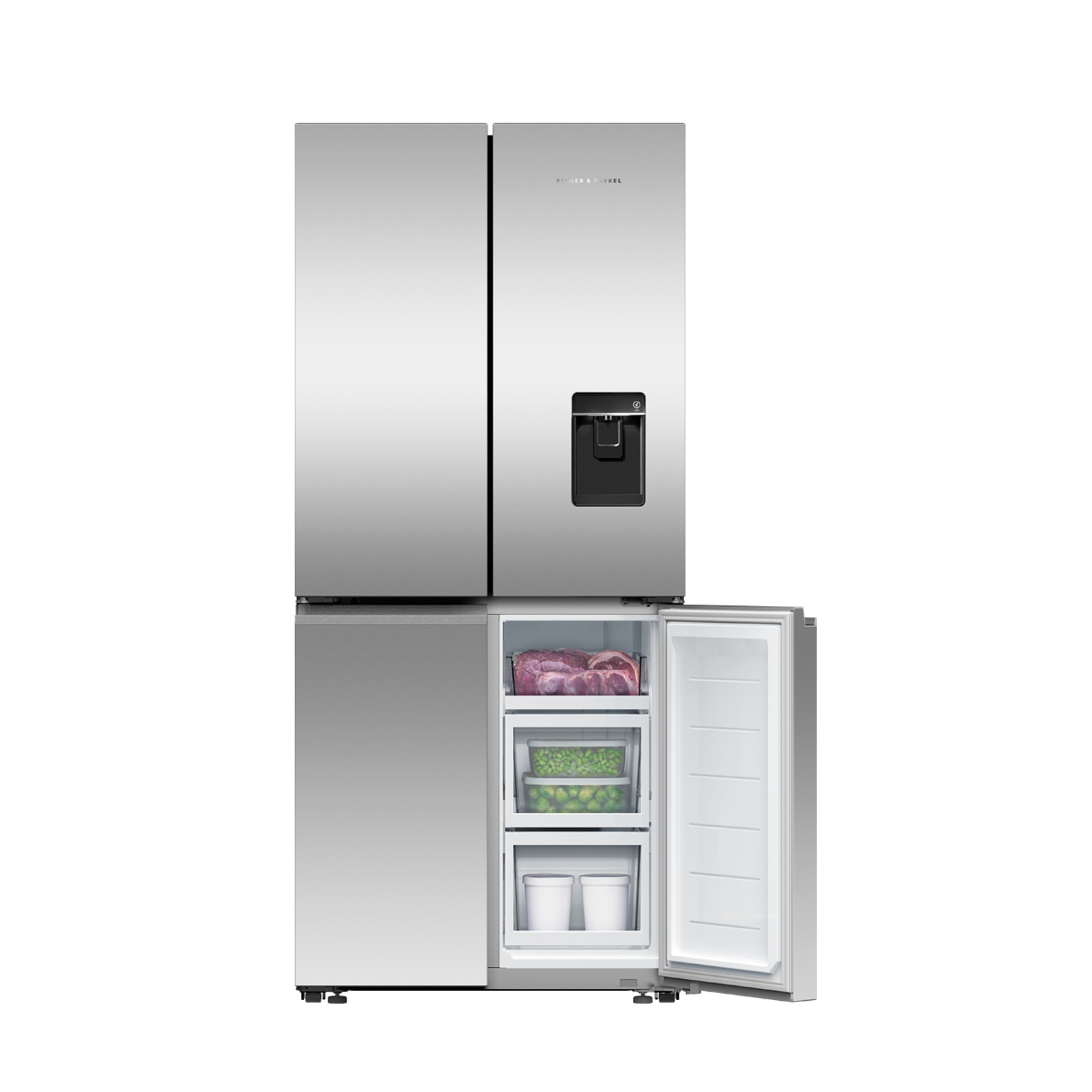 Freestanding Quad Door Refrigerator Freezer, 79cm, 498L, Ice & Water, French Hinge gallery detail image