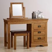 French Rustic Solid Oak Dressing Table Set gallery detail image