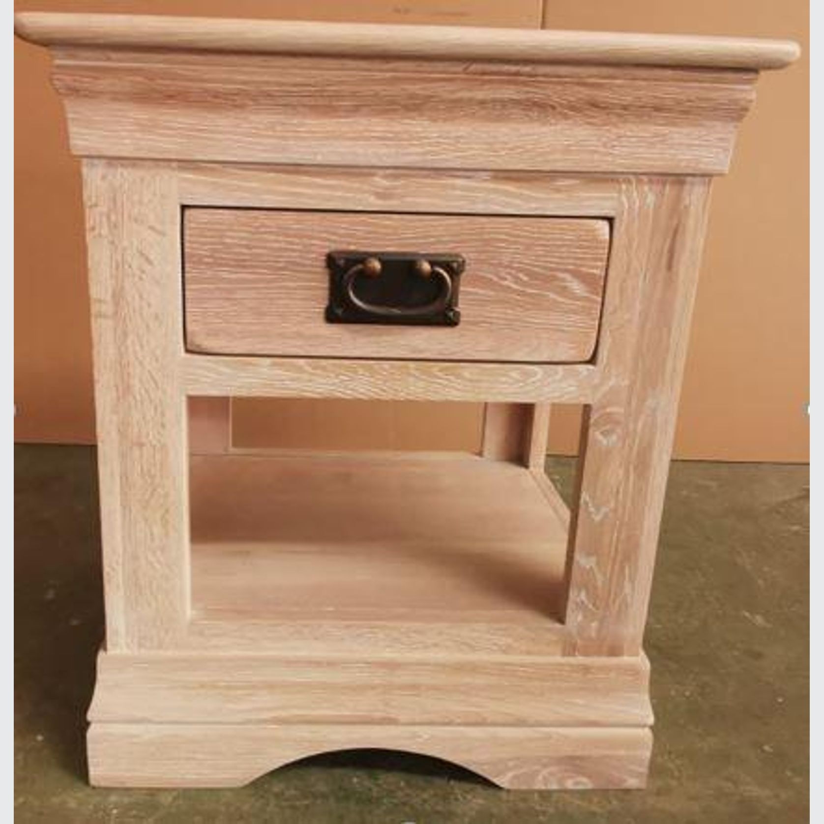 French Rustic Solid Oak Side Table gallery detail image