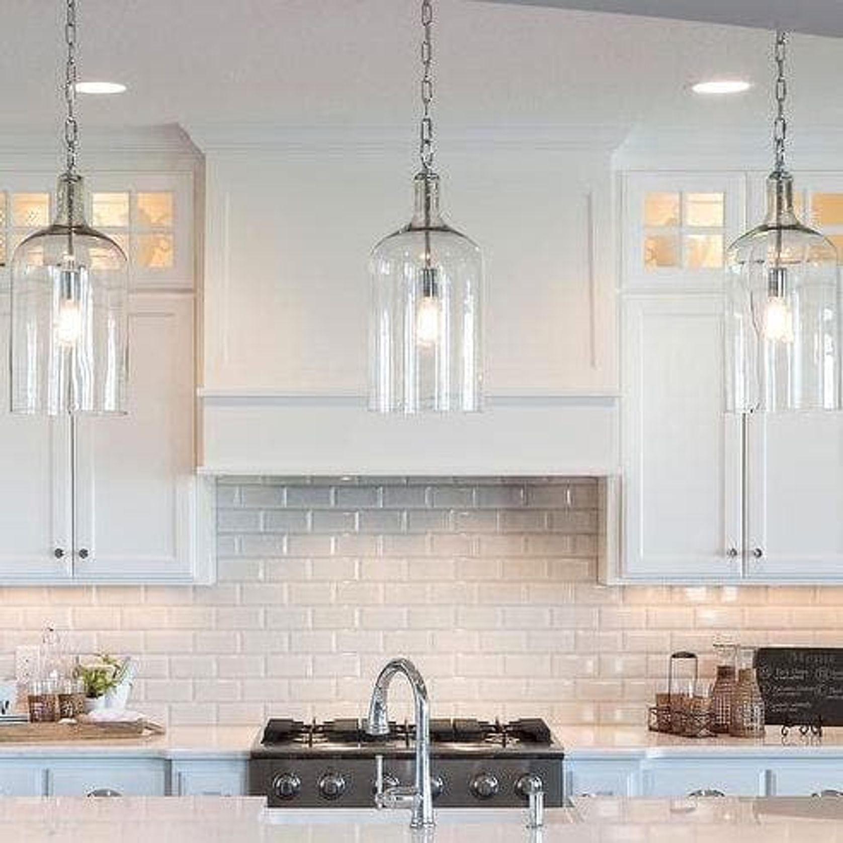 Kendal Glass Pendant Light - Chrome gallery detail image