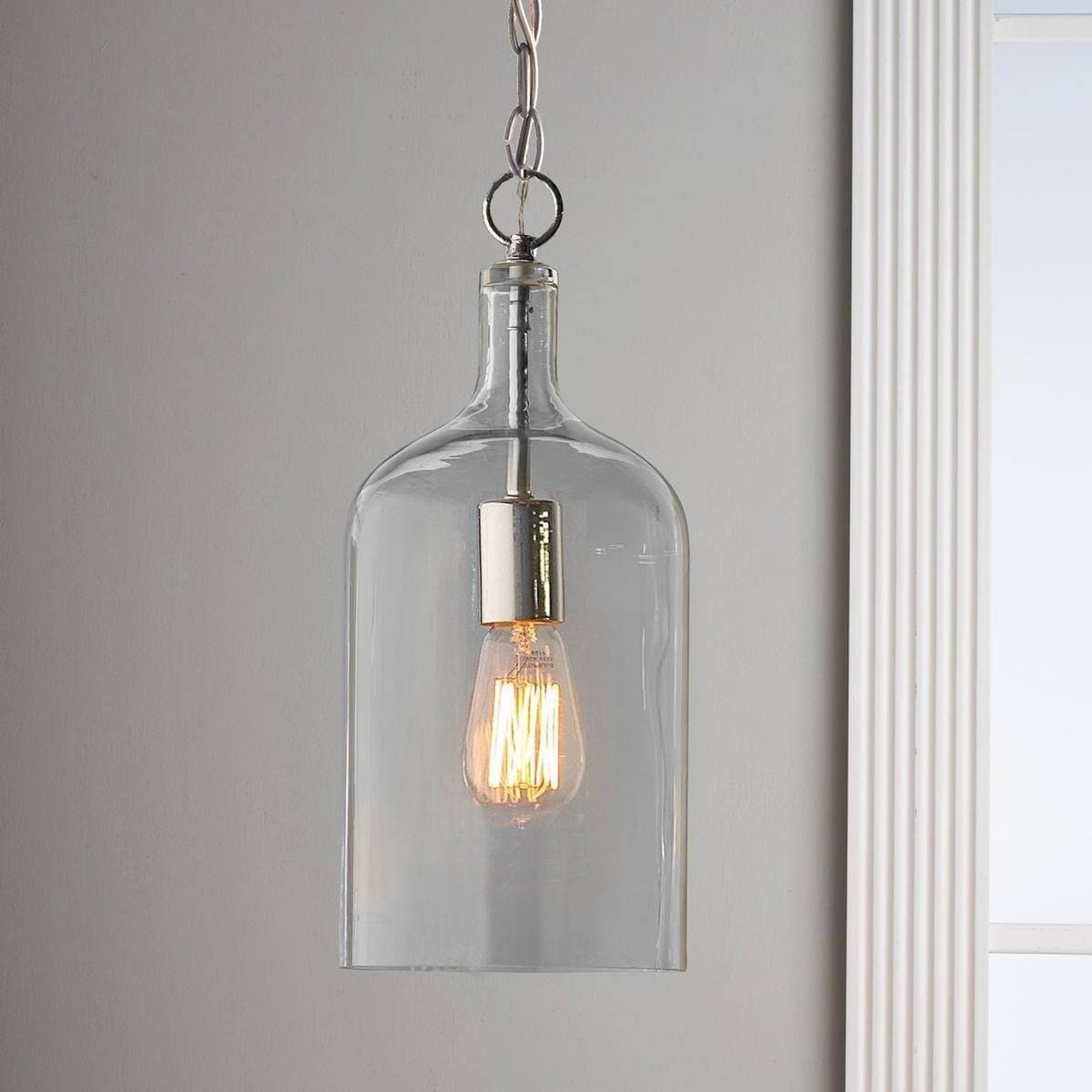 Kendal Glass Pendant Light - Chrome gallery detail image